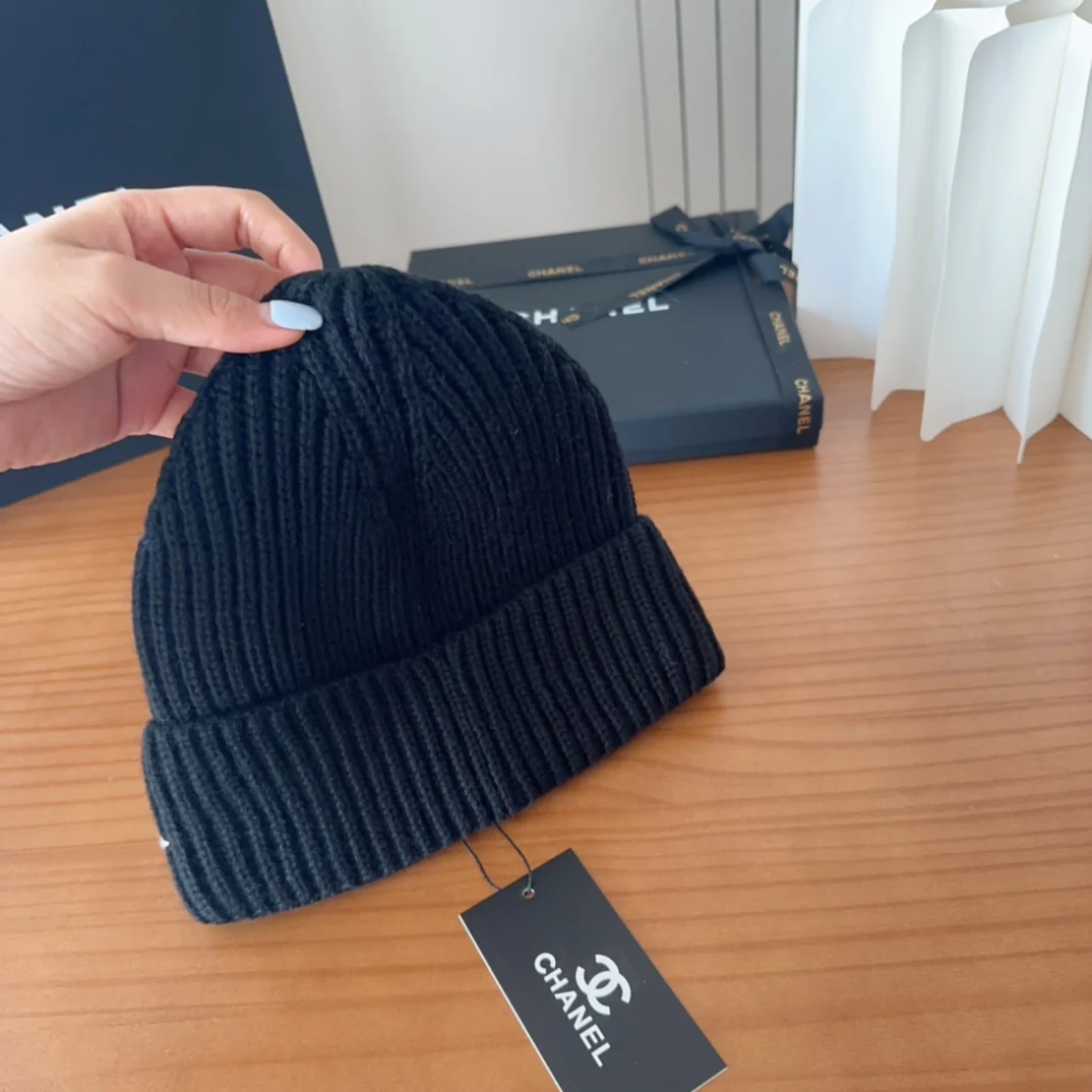 Hand-embroidered wool knitted Beanie