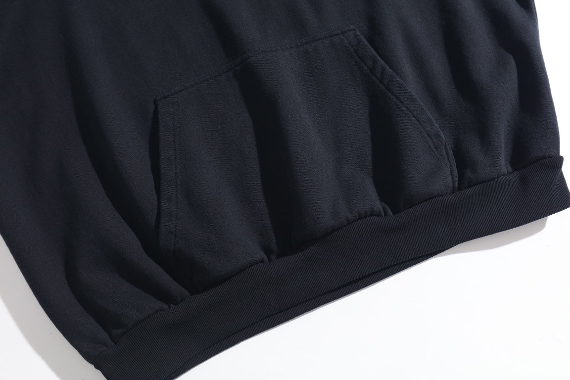 Letter Button Hooded Sweatshirt