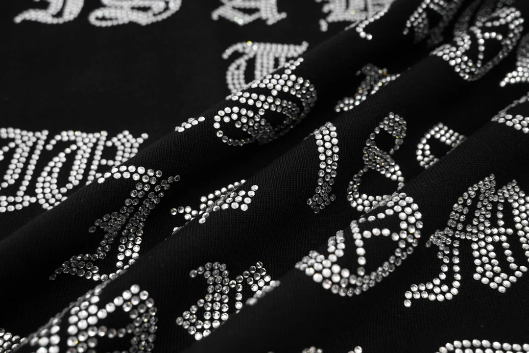 Rhinestone embroidered cotton T-shirt