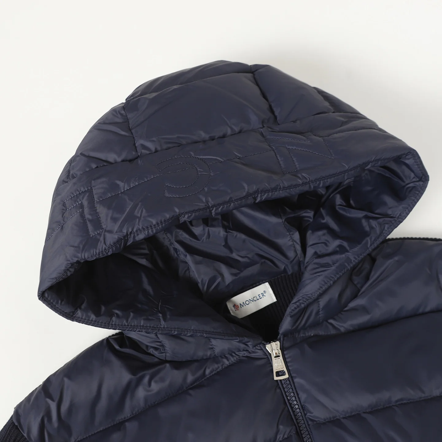 Wool Zip-Up Knit Down Hooded Jacket