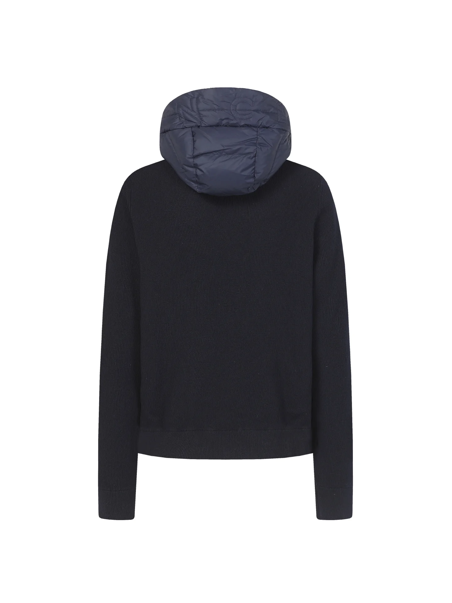 Wool Zip-Up Knit Down Hooded Jacket