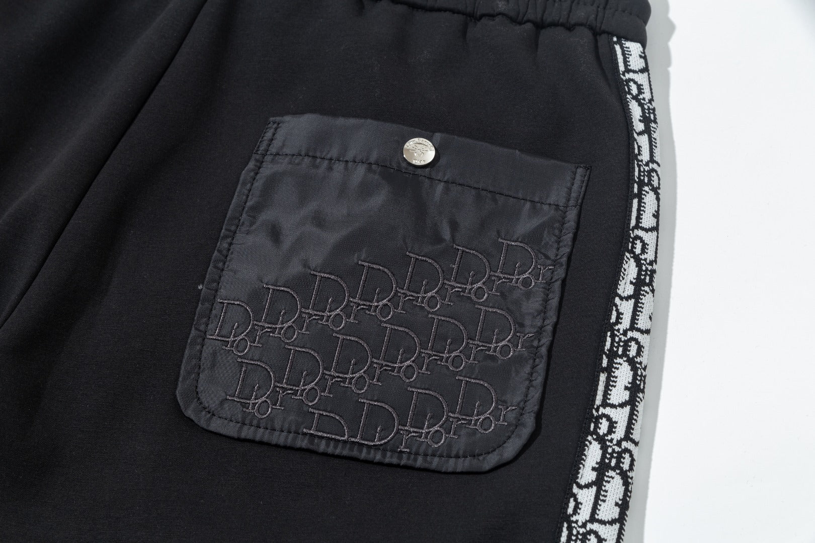 Embroidery cotton drawstring trousers