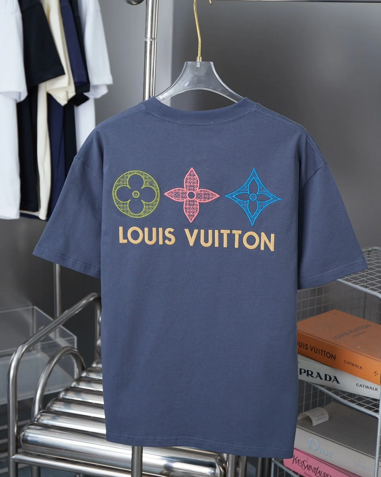 Double-sided embroidered cotton T-shirt