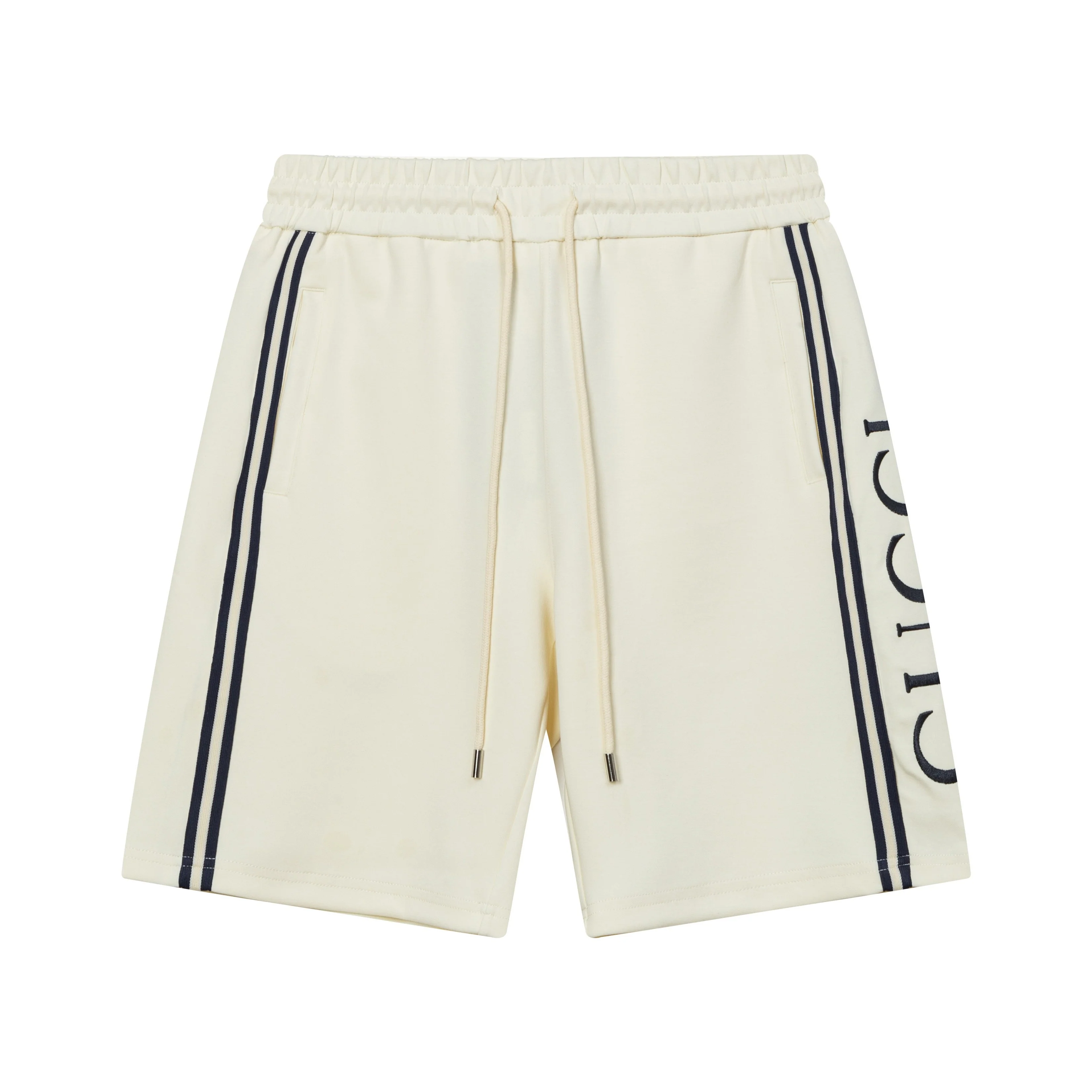 Knitted embroidered cotton shorts