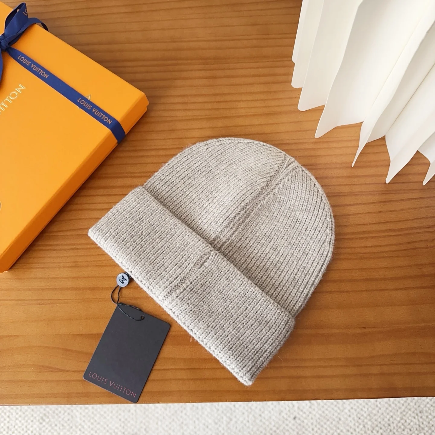 Leather Printed Cashmere Knitted Beanie