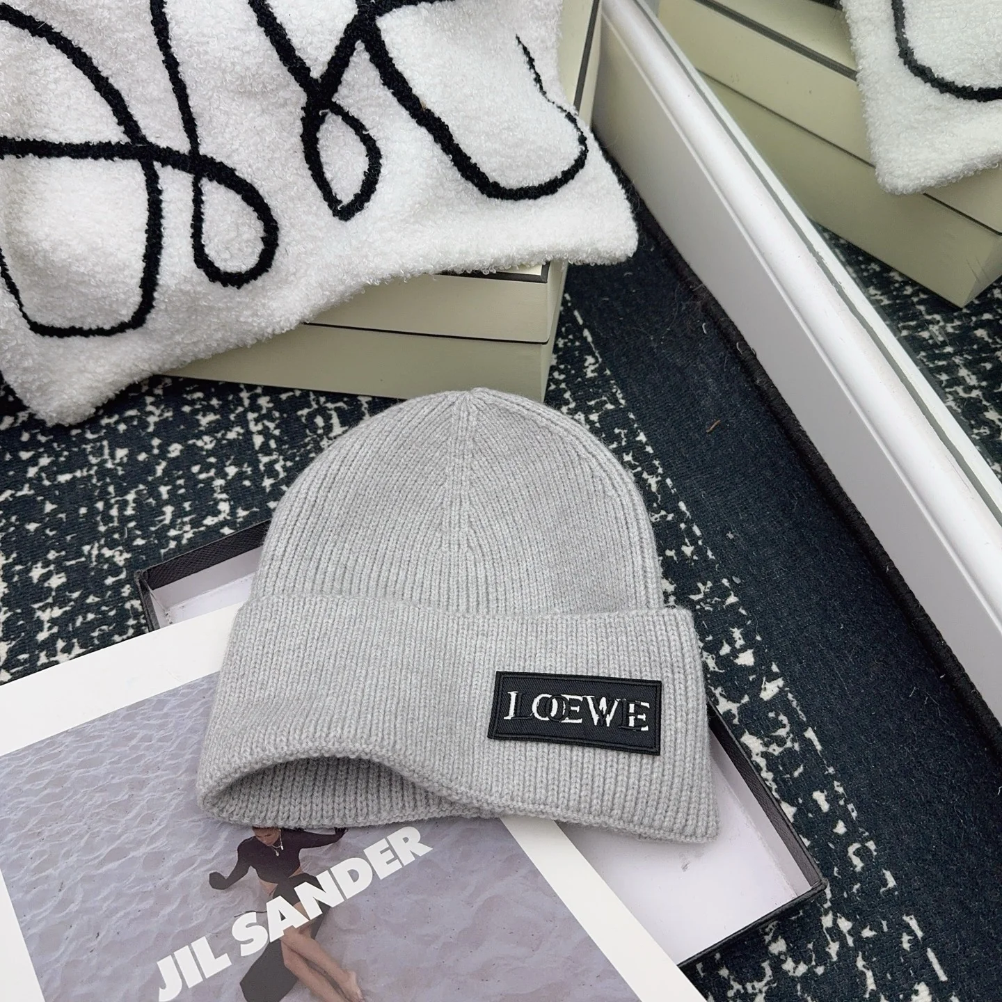 Embroidered letters Cashmere Knitted  Beanie