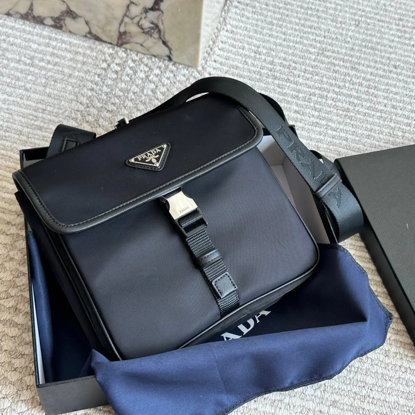 Men's Recycled Nylon Leather Crossbody Bag