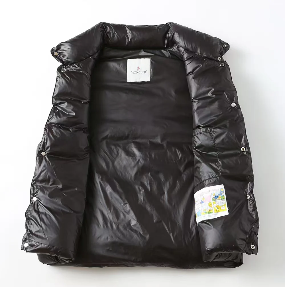 Embroidered hooded down vest