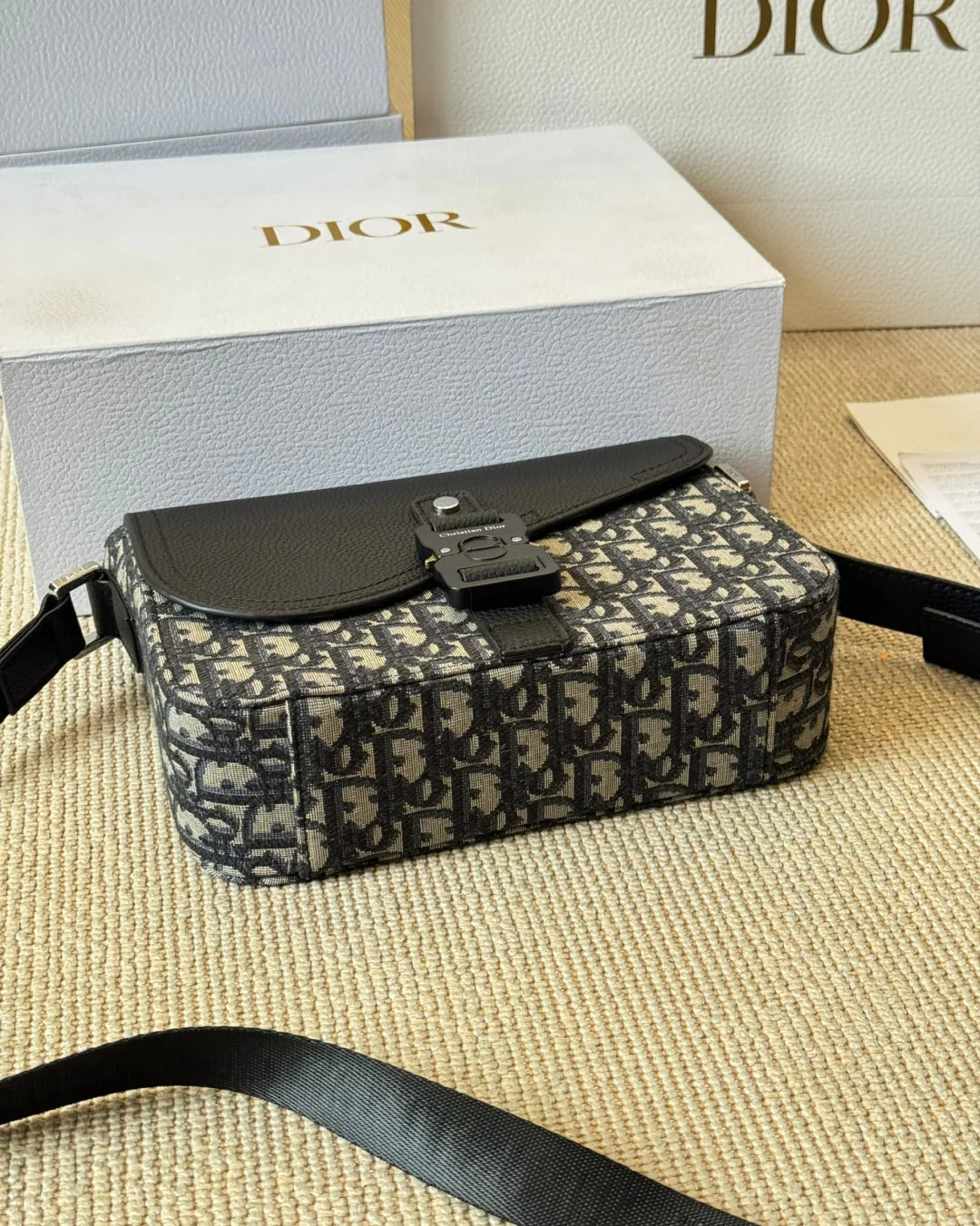 Unisex Embossed Leather Messenger Bag