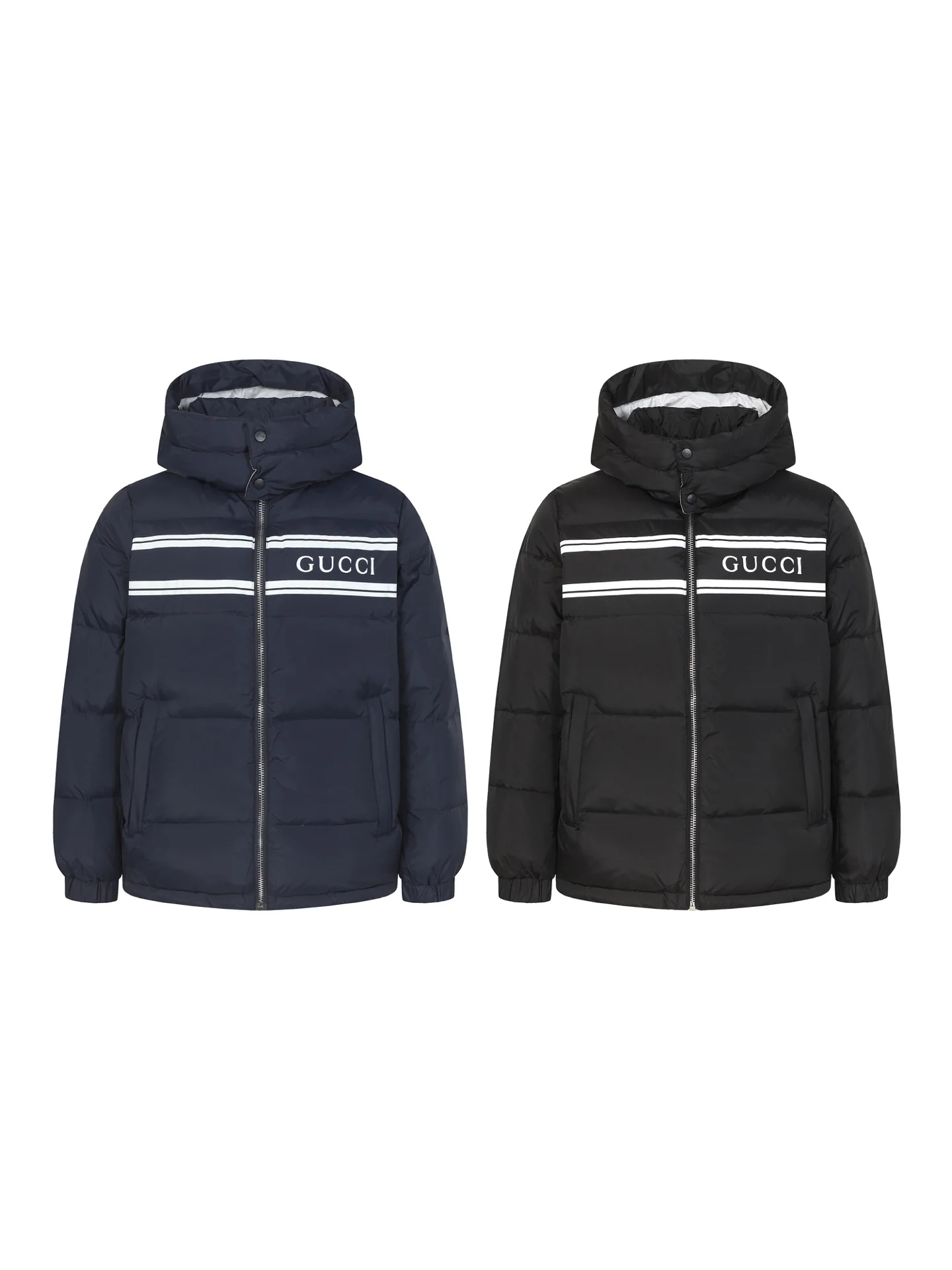 Printed hooded down jacket