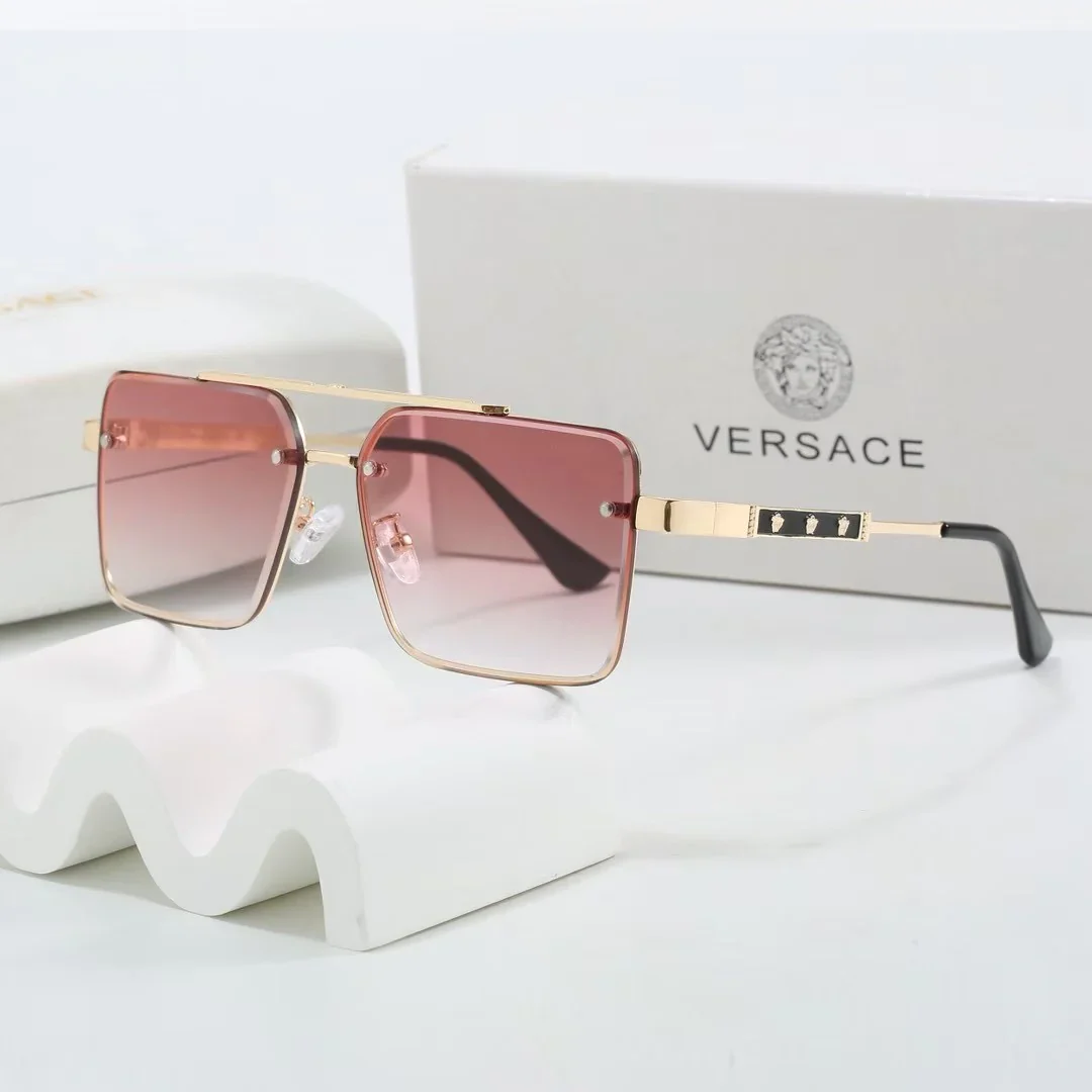 Gradient two-tone metal square sunglasses