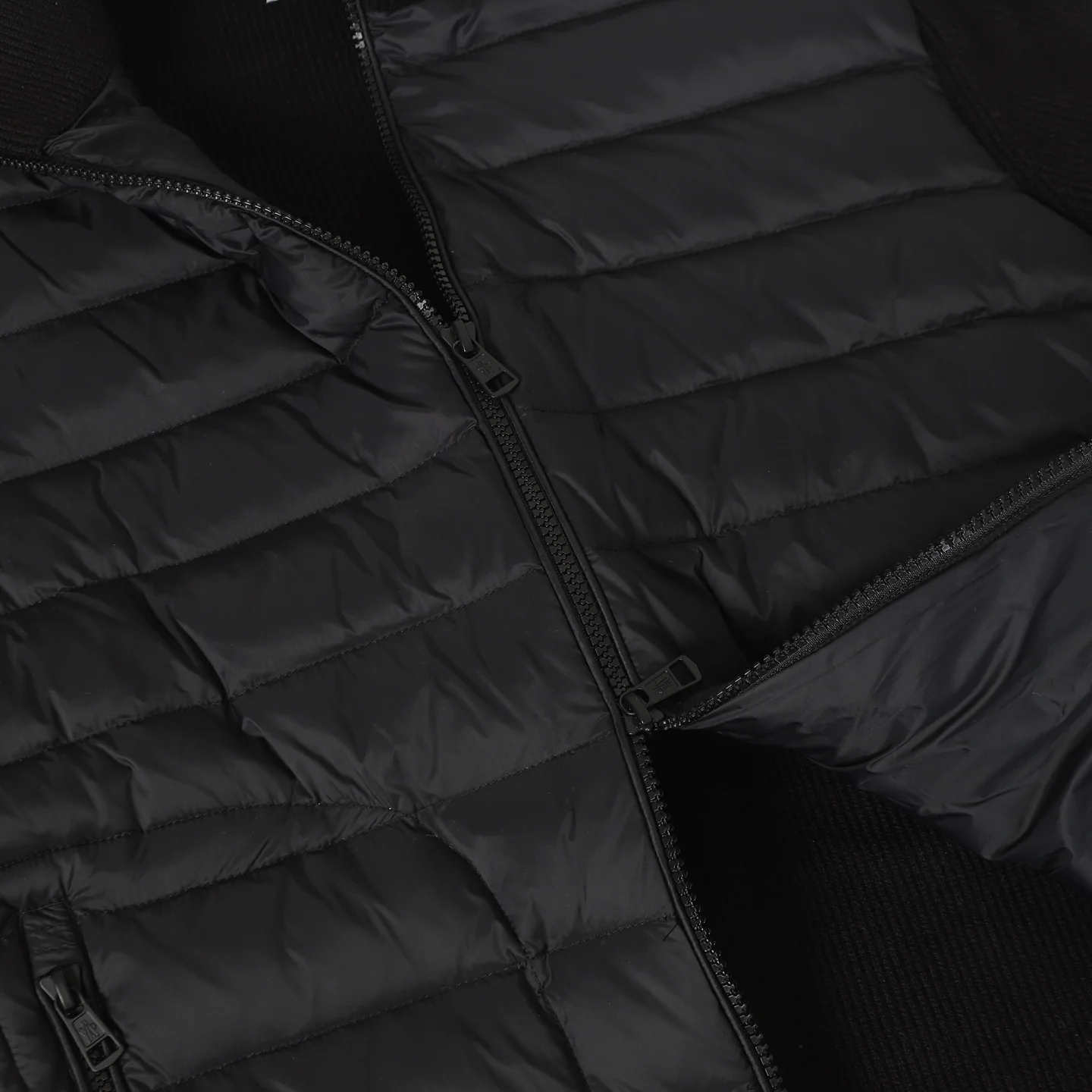 Wool Sleeve Matt Black Hooded Knitted Jacket