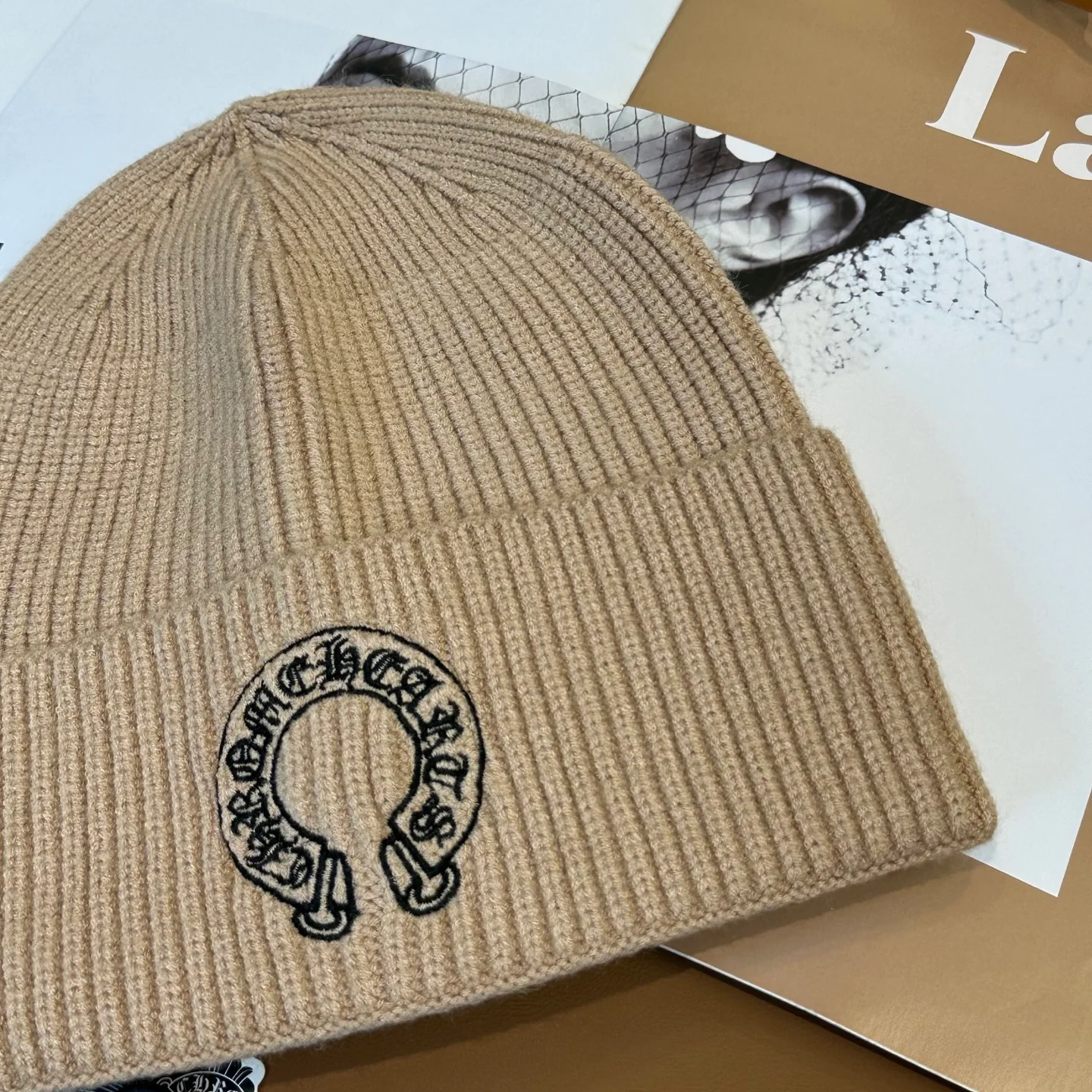 Embroidered Cashmere Knitted  Beanie