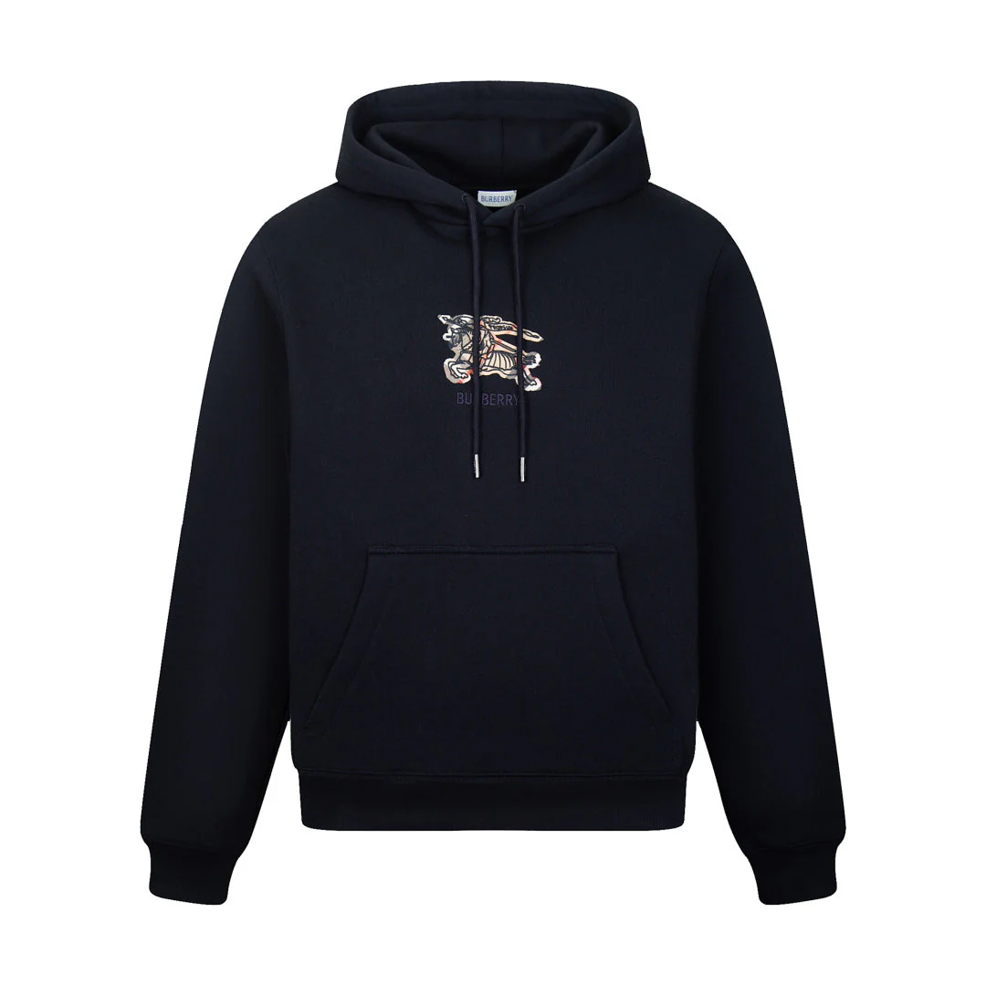 Logo Check Embroidered Cotton Hoodie