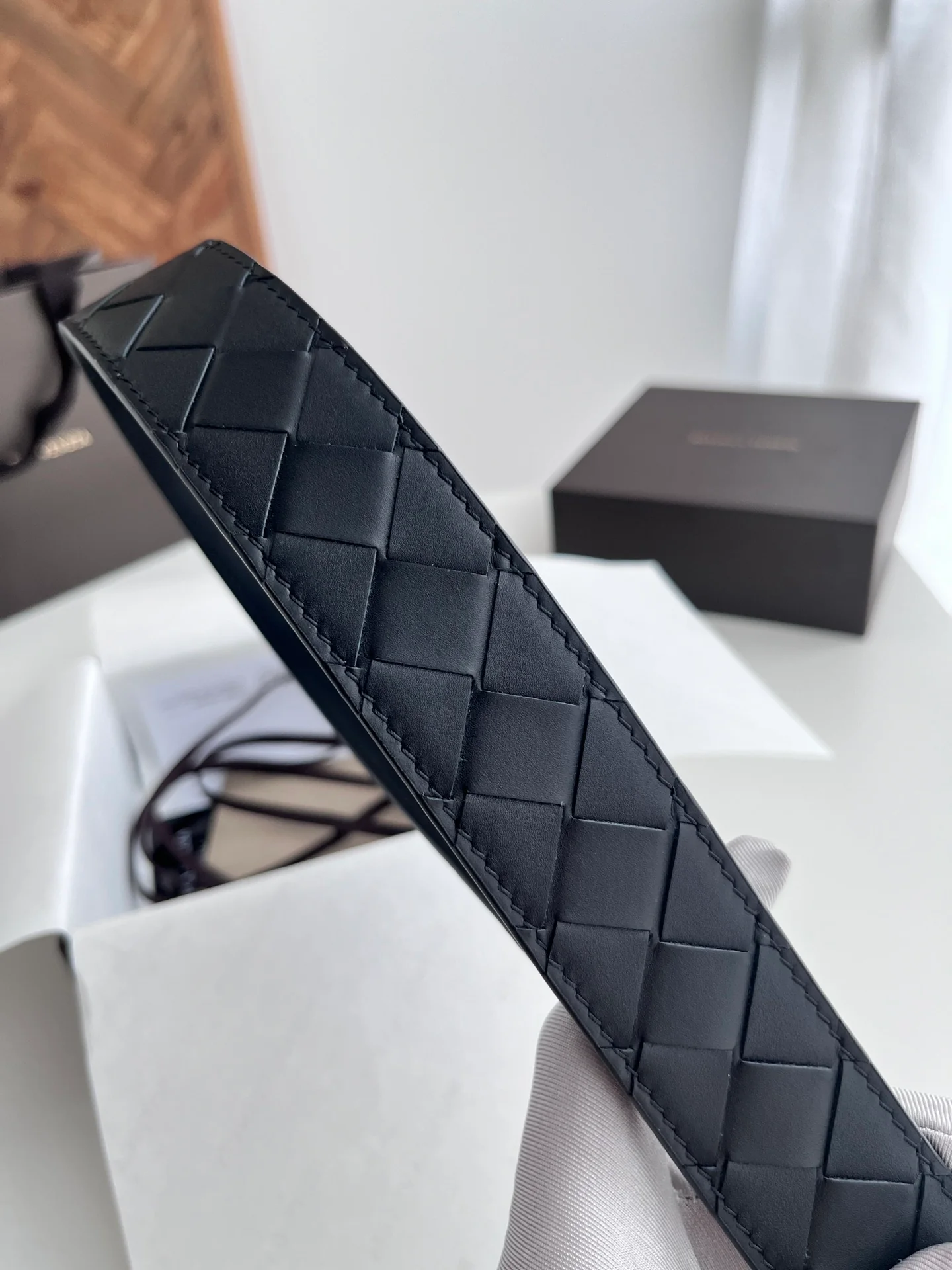 Braided calfskin belt