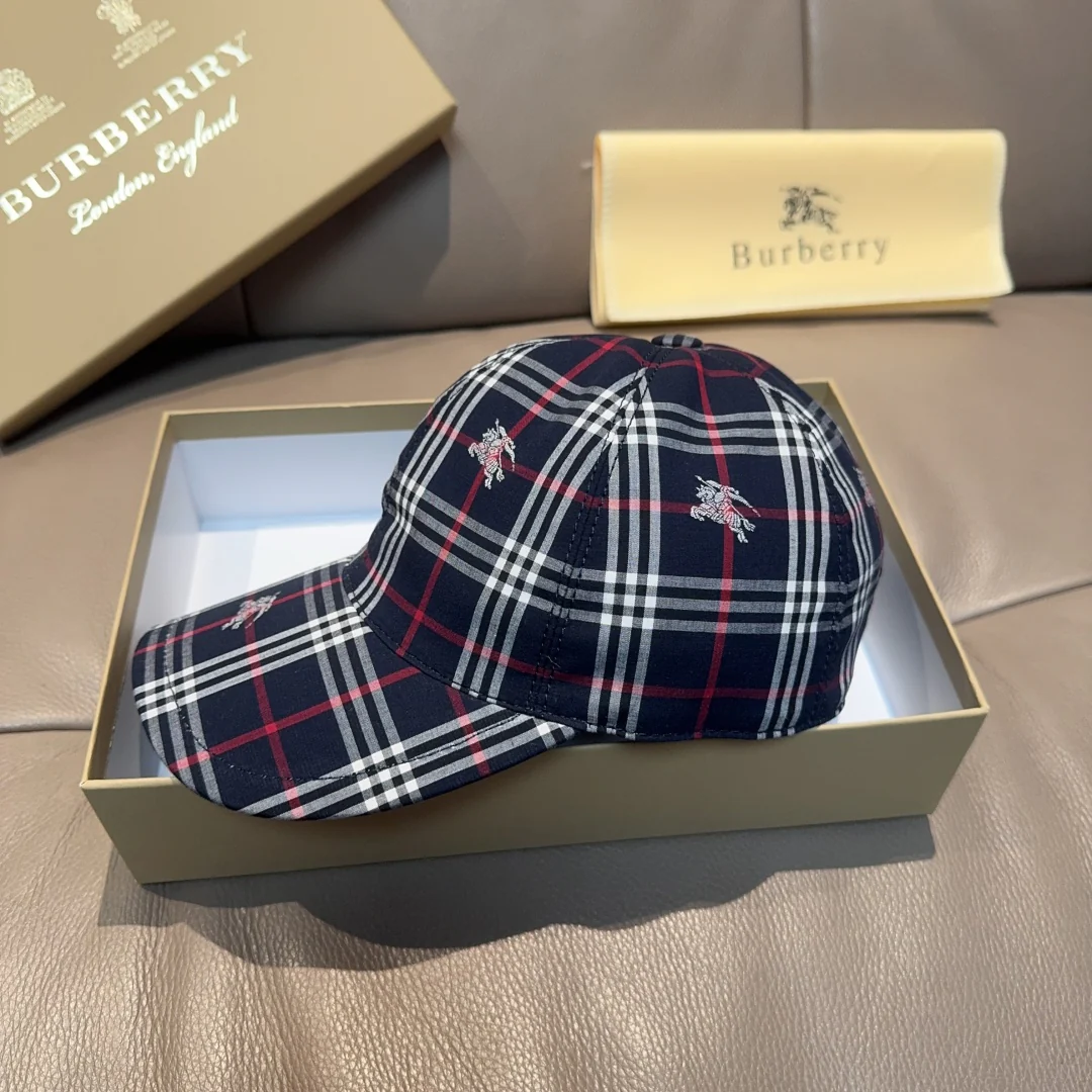 Plaid printed baseball cap