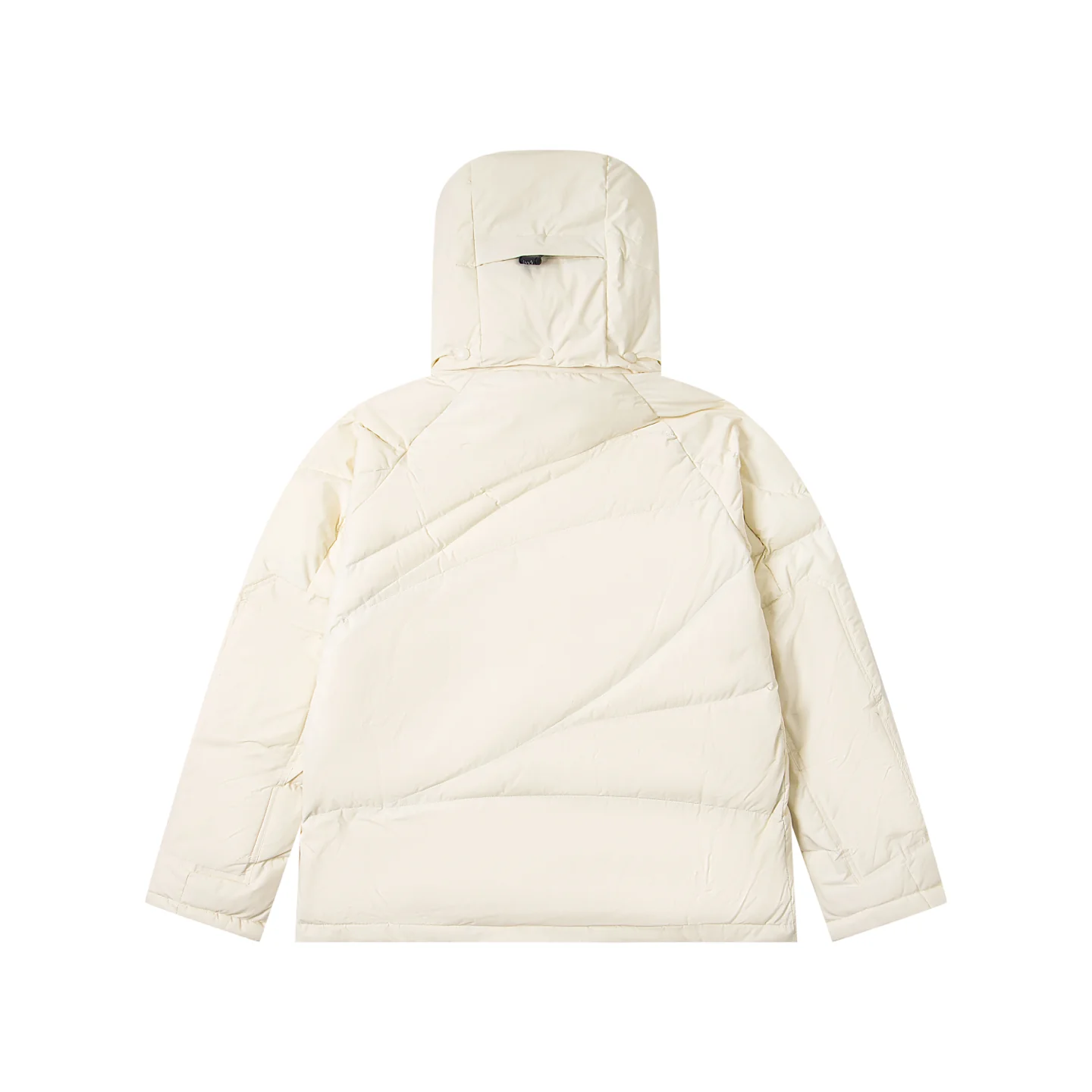 Printed rubber hooded down jacket