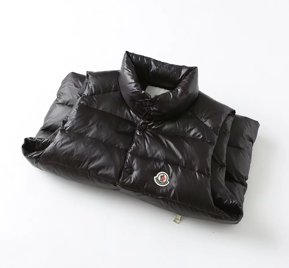 Embroidered hooded down vest