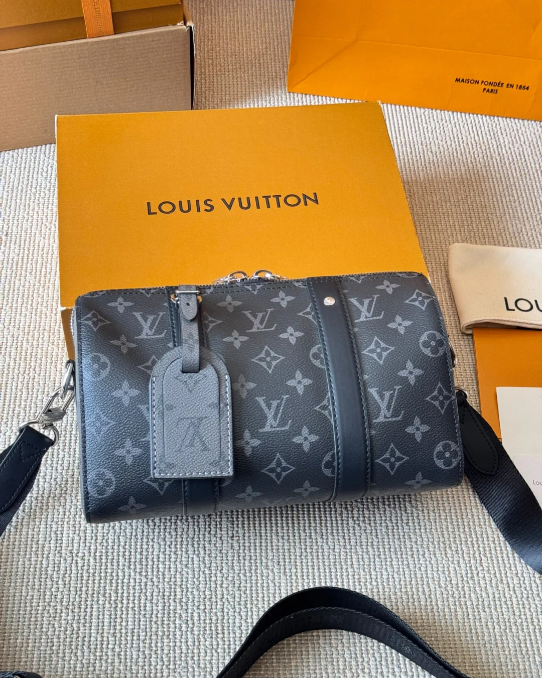 Men's Black and Gray Pillow Crossbody Bag