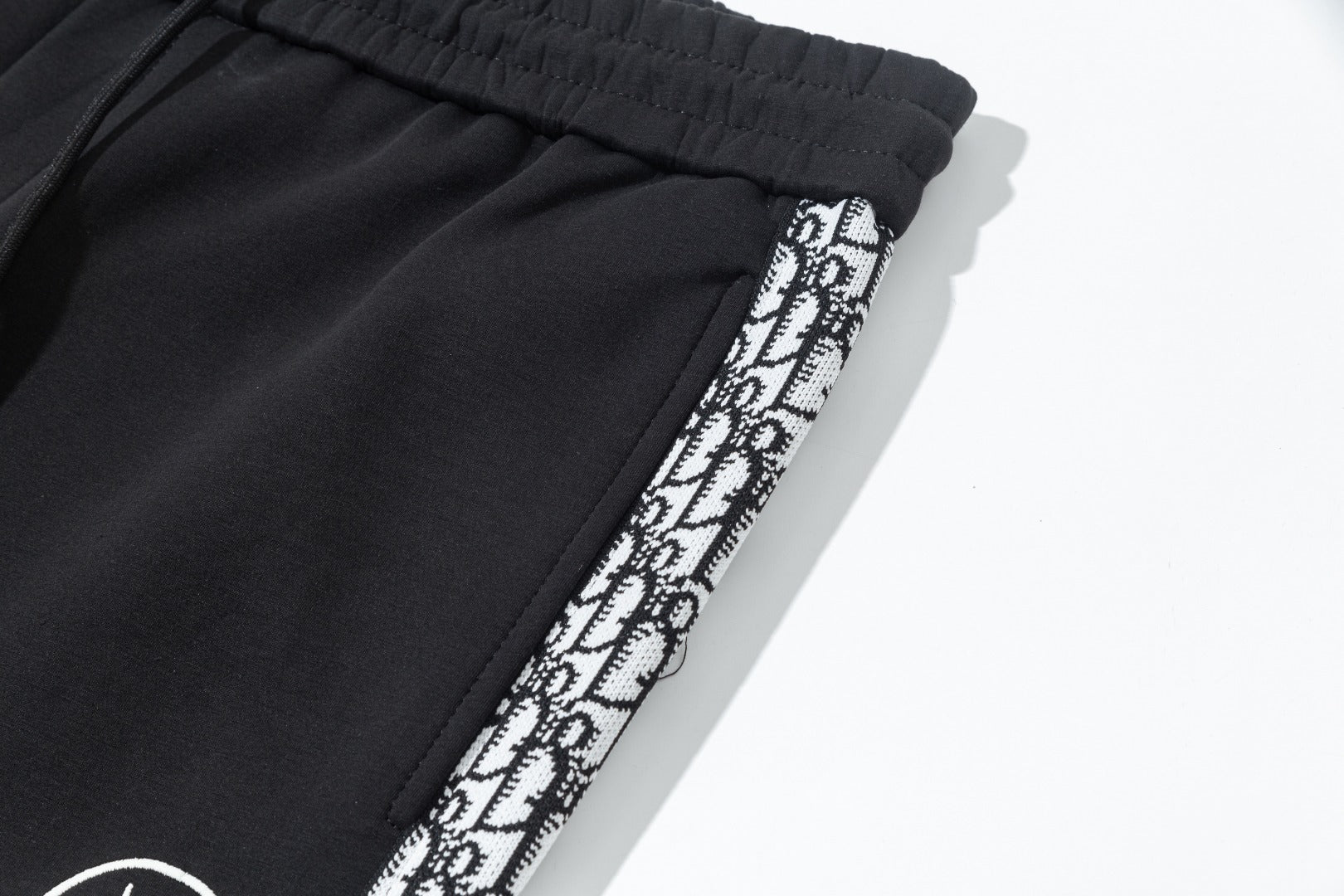 Embroidery cotton drawstring trousers