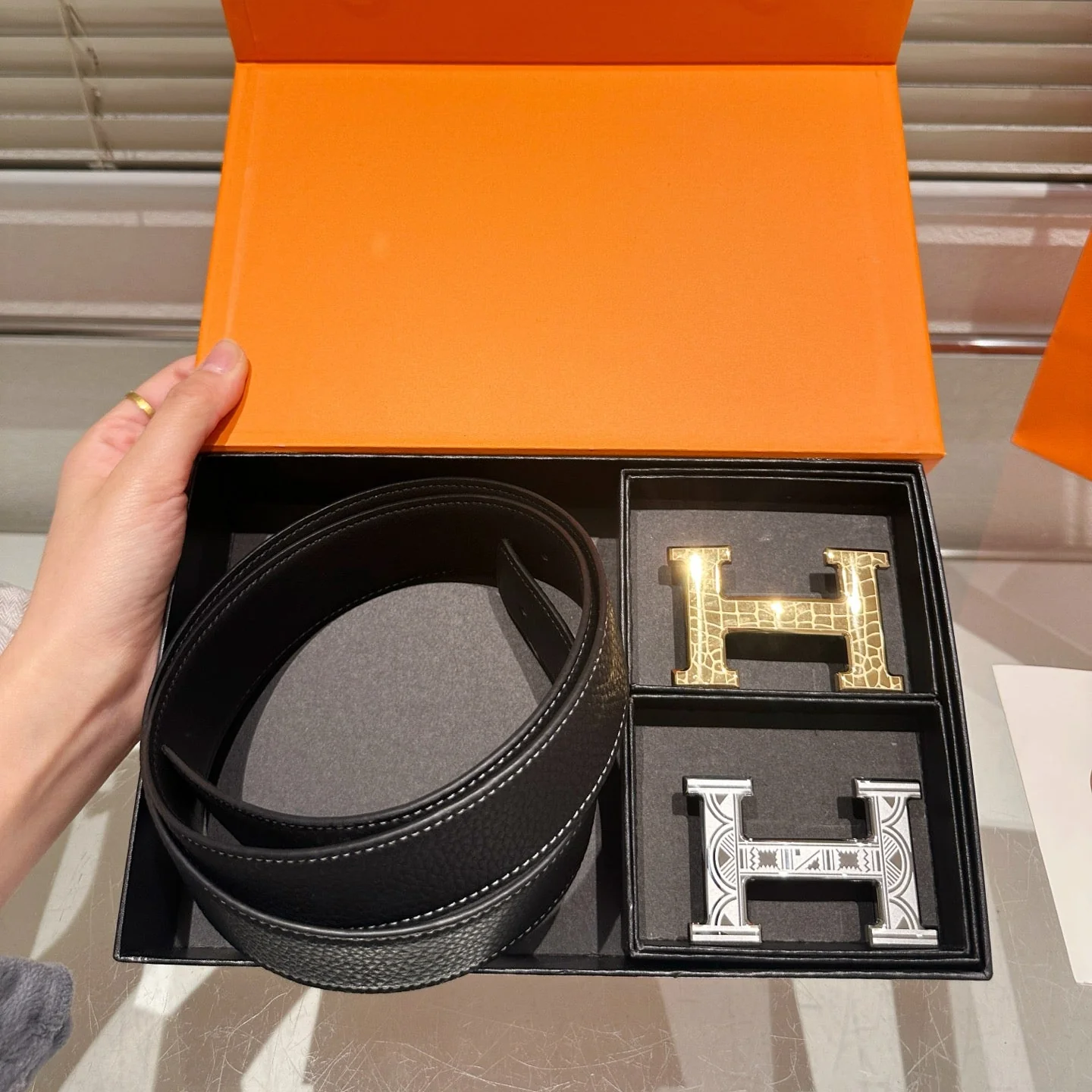 Men's Double Buckles Belt Gift Box