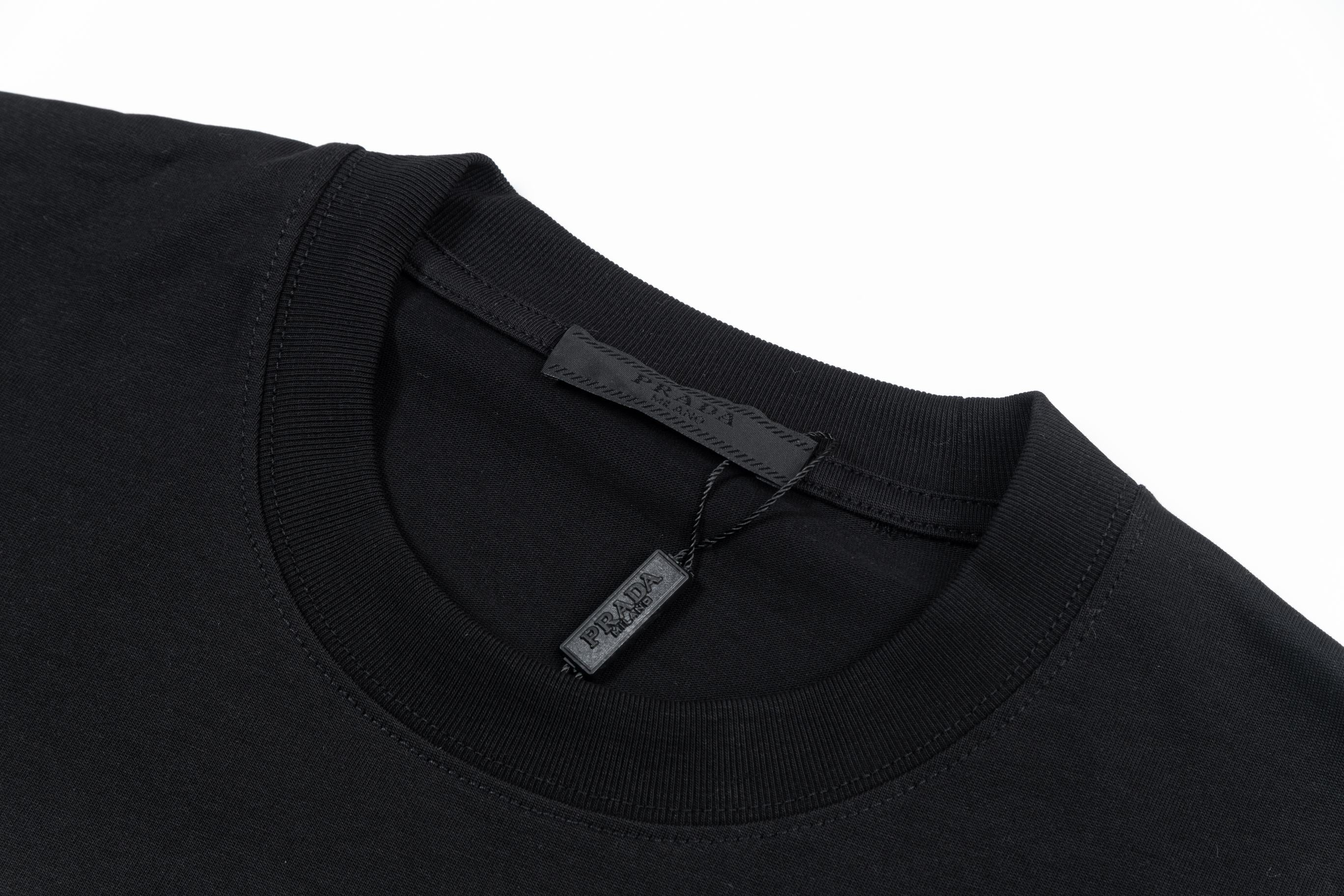 Embroidered crew neck cotton T-shirt