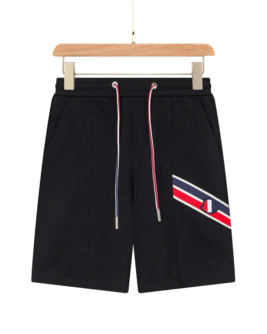 Embroidered patchwork cotton shorts