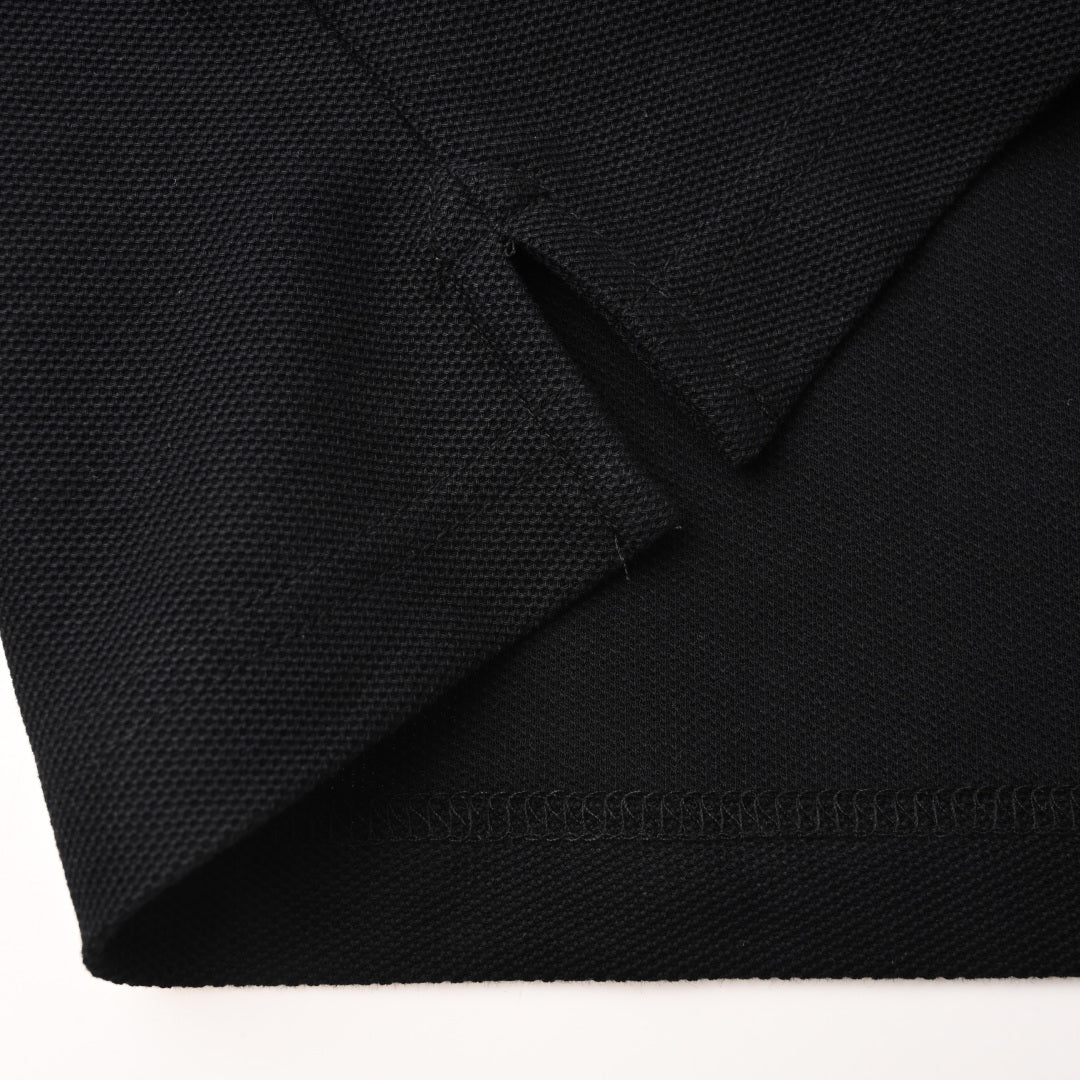 Cotton knit zip-up polo shirt