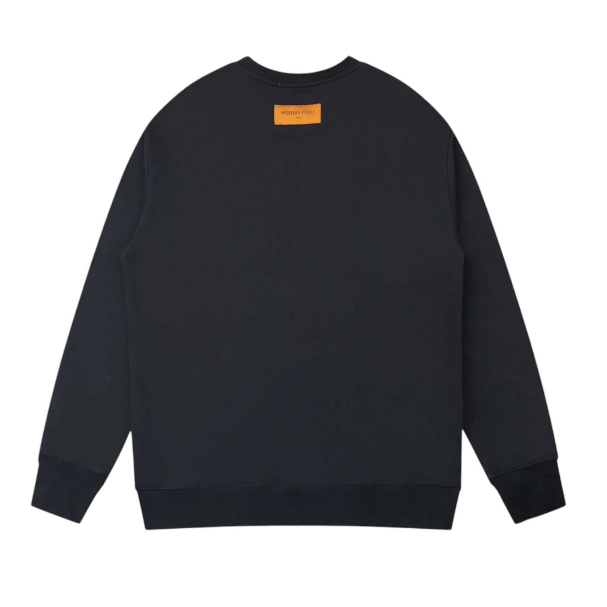 Double-sided embroidered cotton crew neck sweatshirt