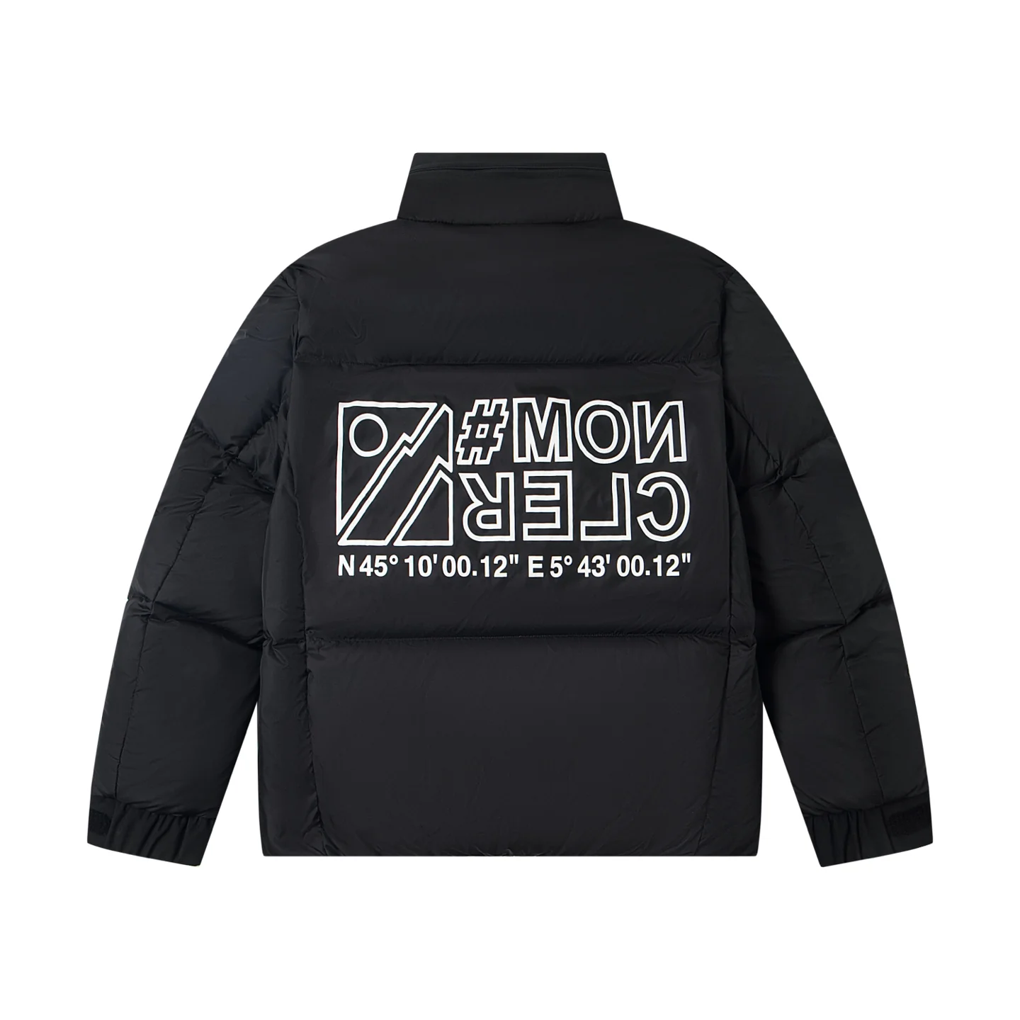 Printed stand-up collar down jacket