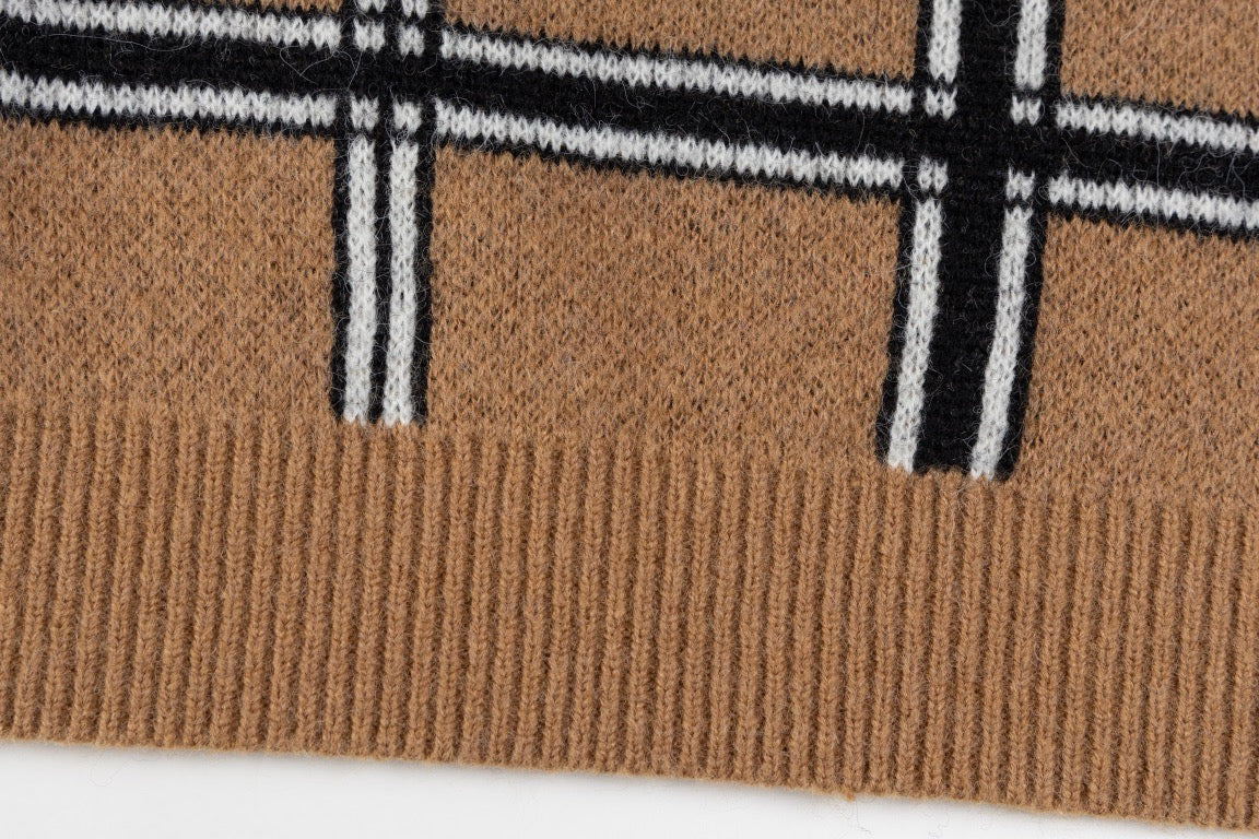 Classic Plaid Camel Sweater