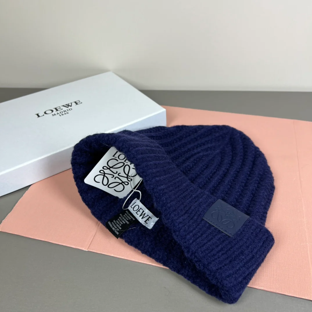 Leather print knitted beanie