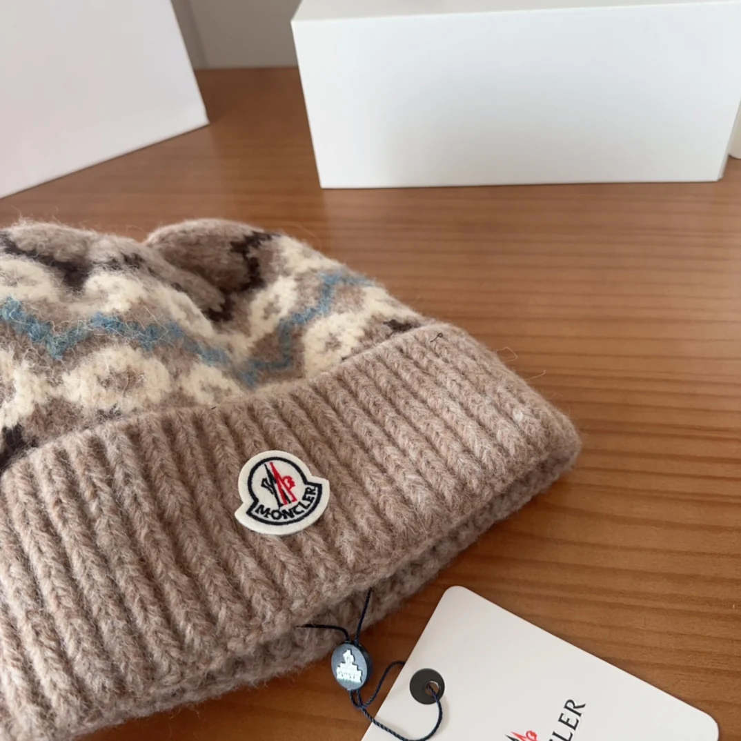 Patterned Wool Knit Beanie