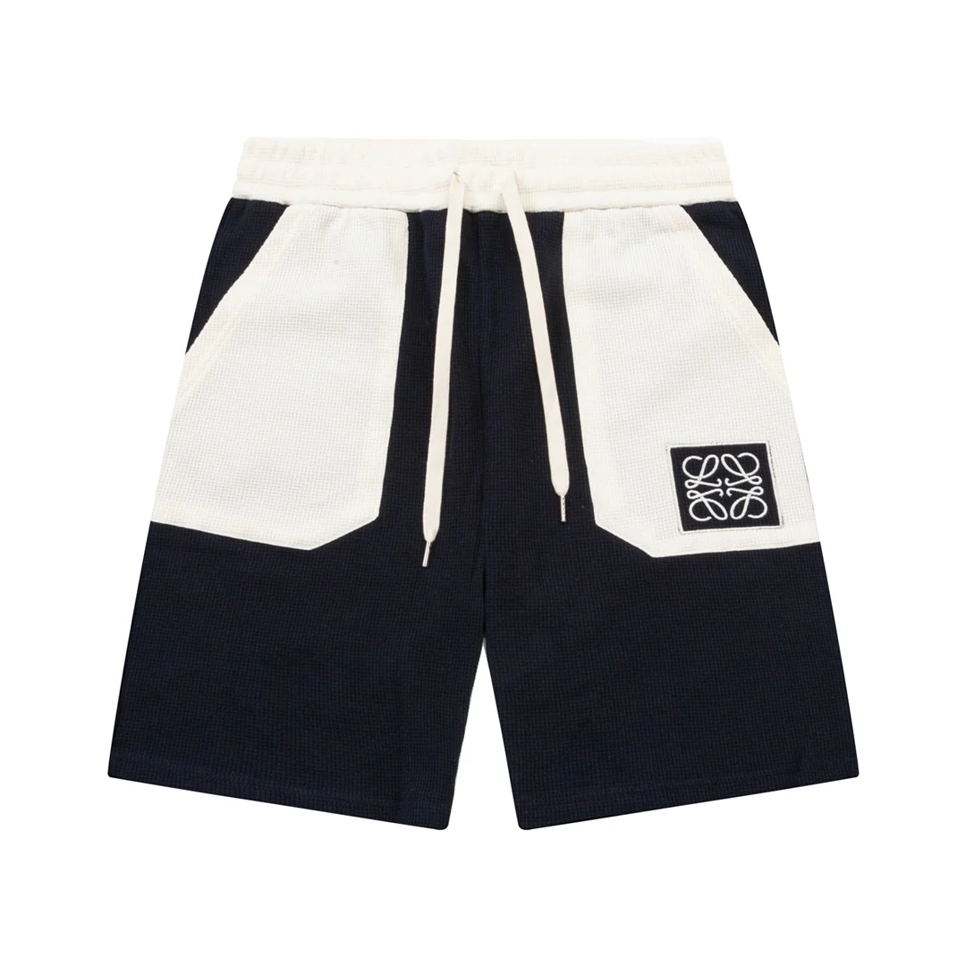 Knitted colorblock cotton shorts