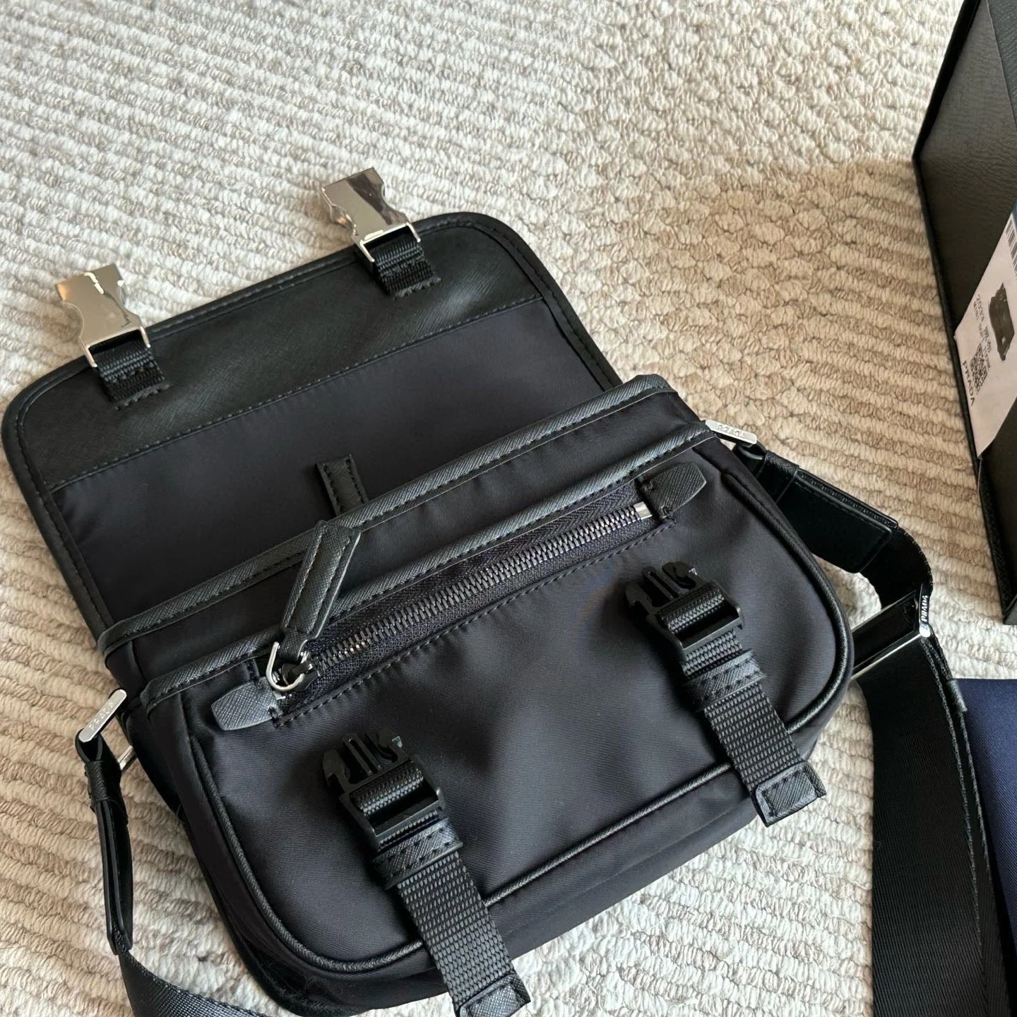 Black Nylon Men's Messenger Bag