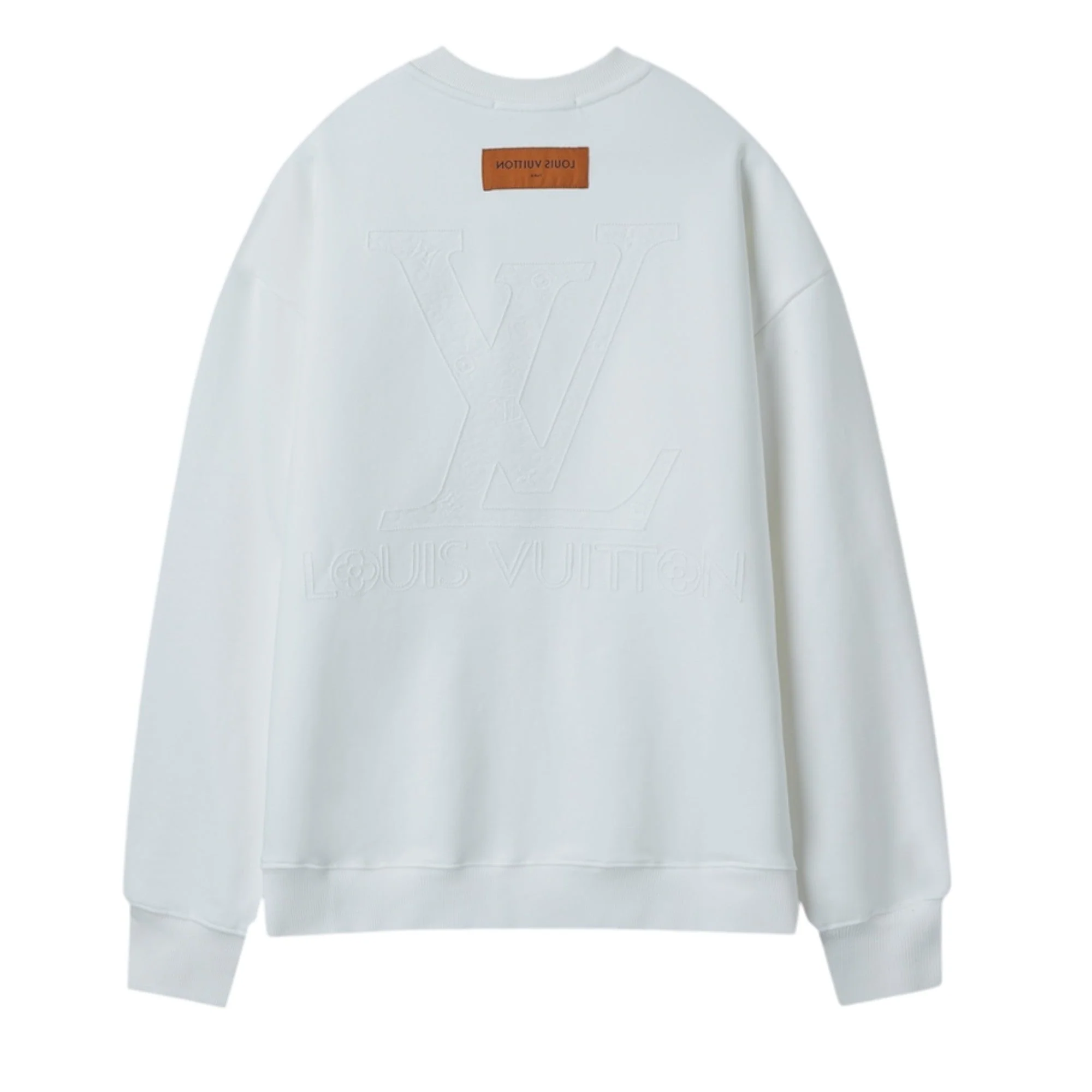 Double-sided embroidered cotton crew neck sweatshirt