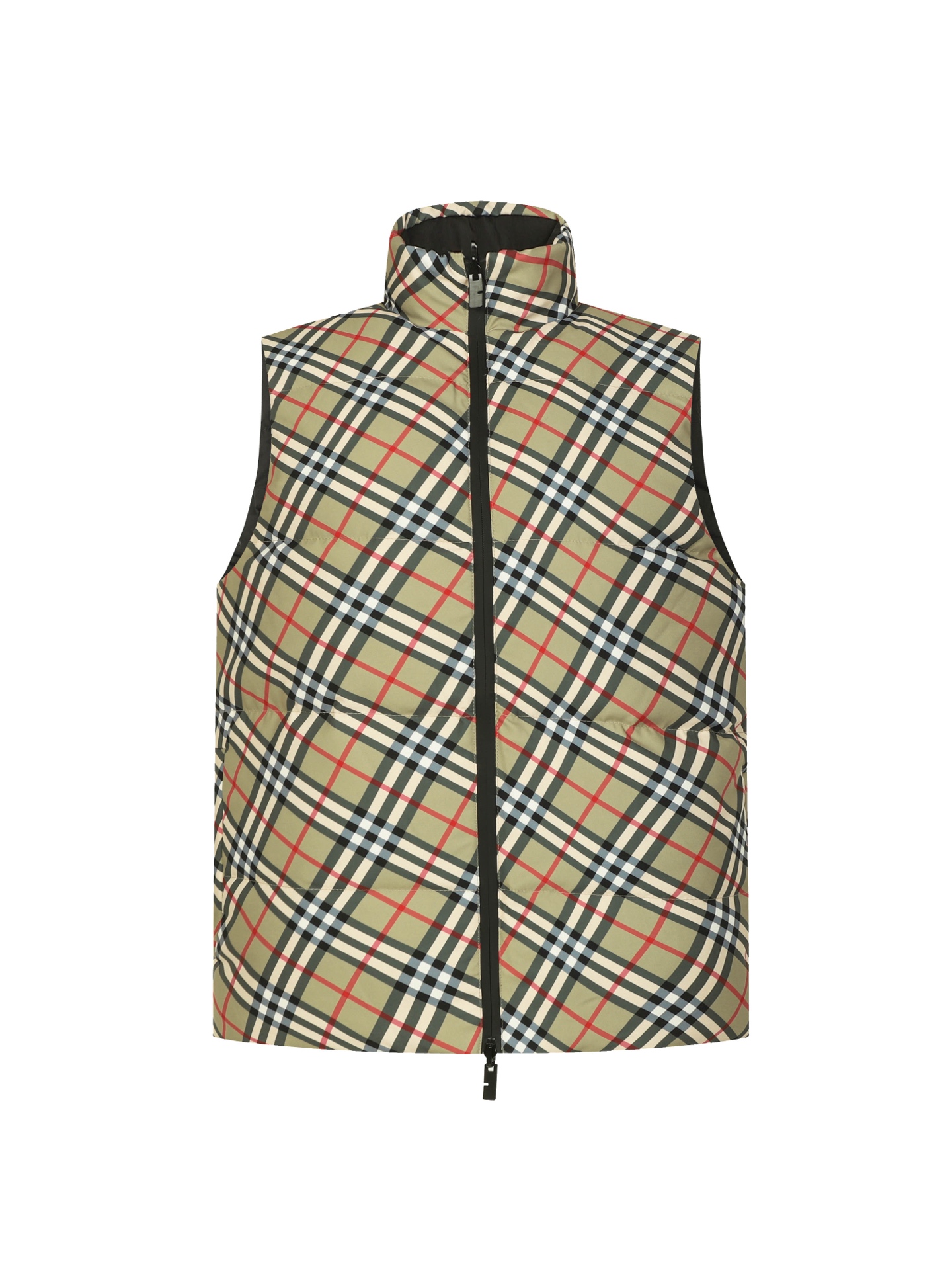 Classic plaid reversible down vest
