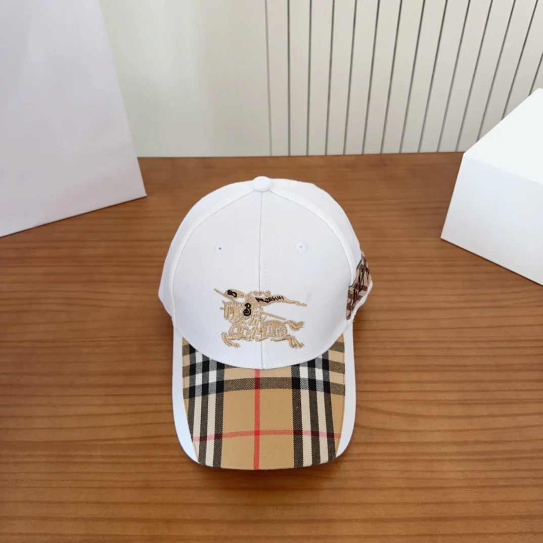 Embroidered plaid baseball cap