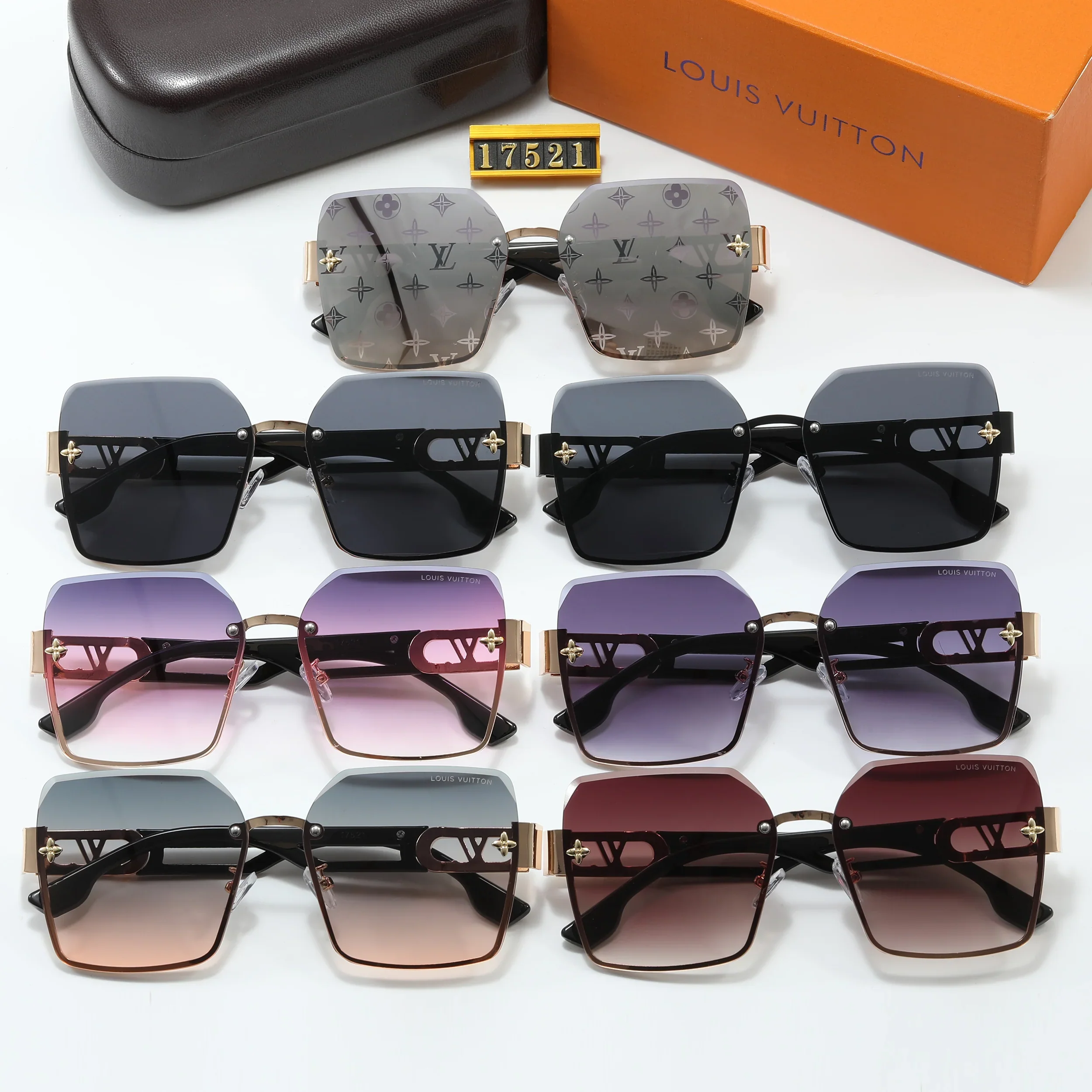 6 Colors Fashion Square Frame Sunglasses 17521