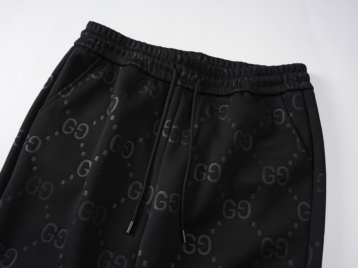 Embossing drawstring casual trousers