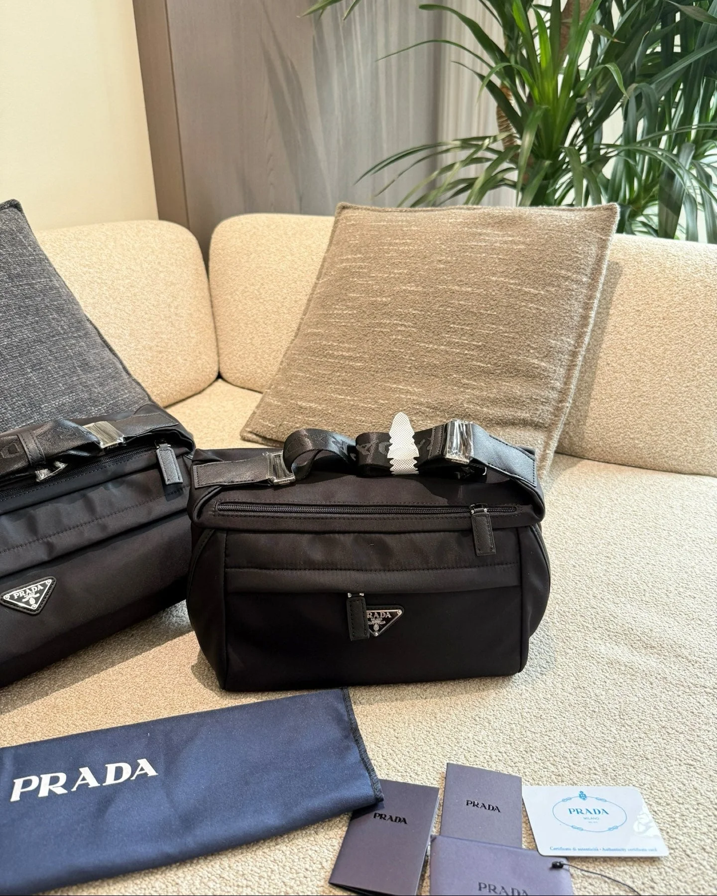 Nylon And Leather Shoulder Bag