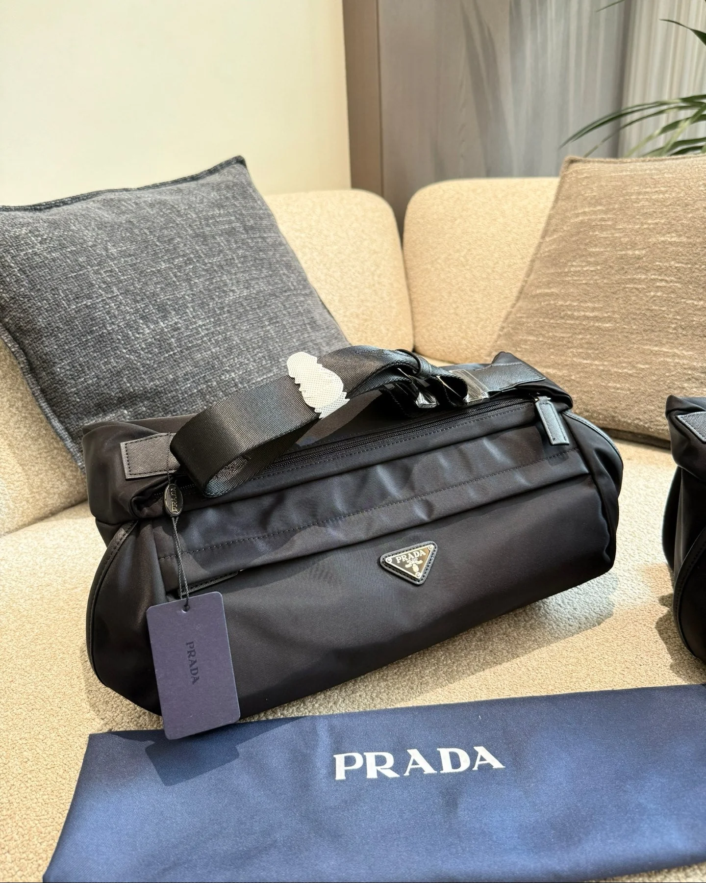 Nylon And Leather Shoulder Bag