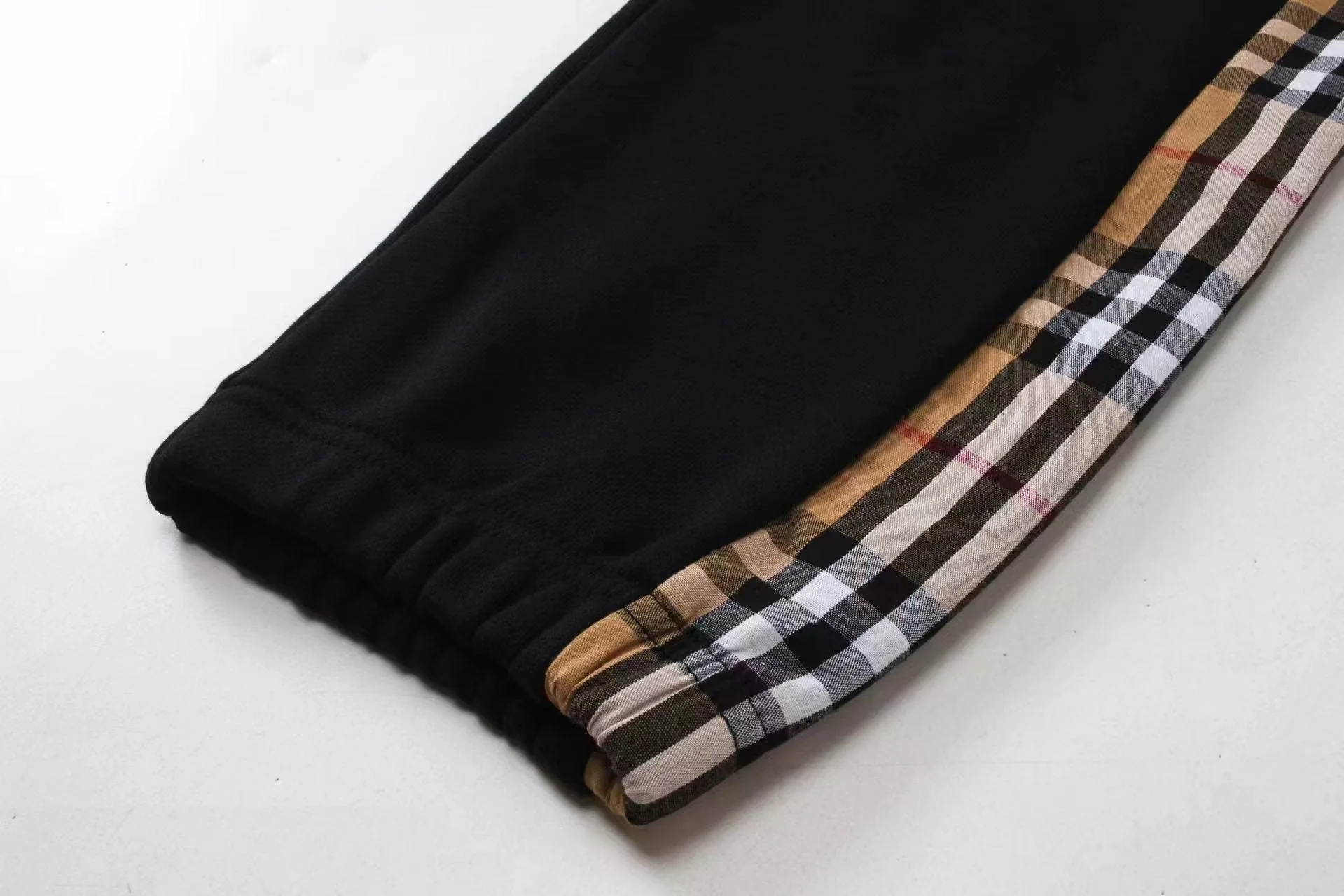 Plaid drawstring casual trousers