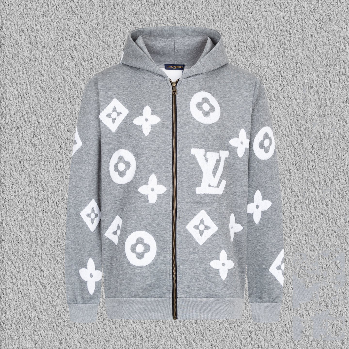 Embroidered hooded cardigan sweatshirt