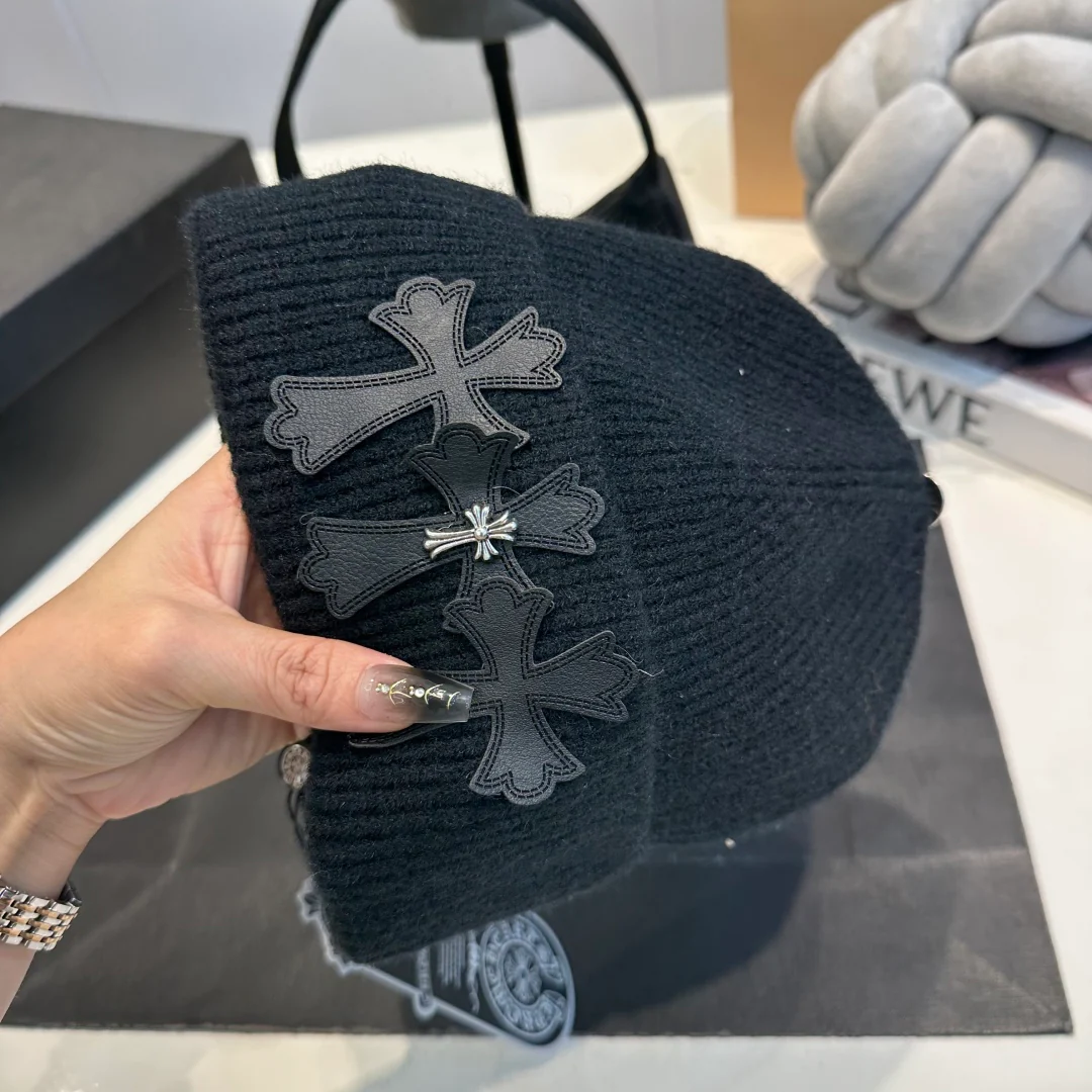Leather Monogram Cashmere Knitted  Beanie