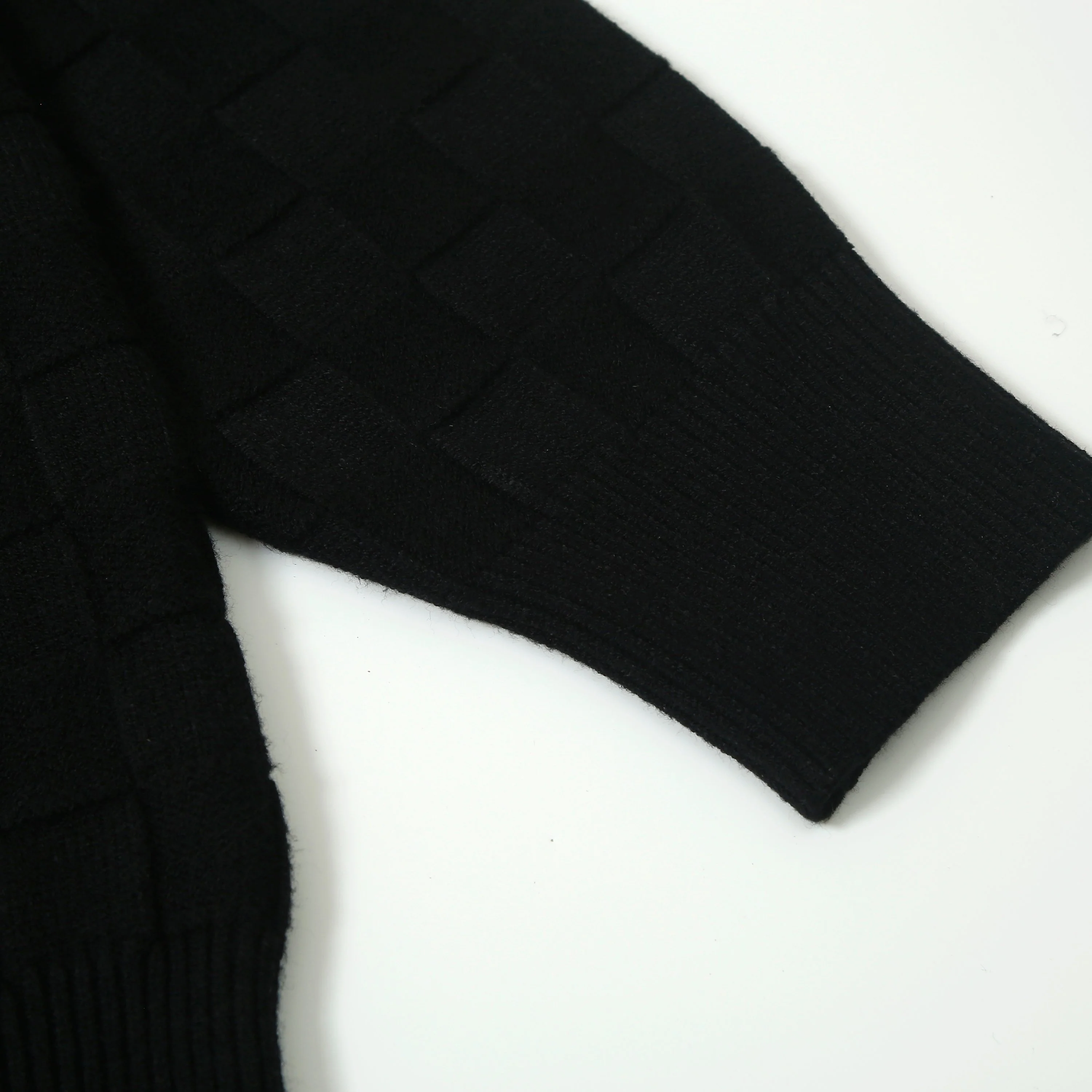 Checkerboard embossed zipper sweater