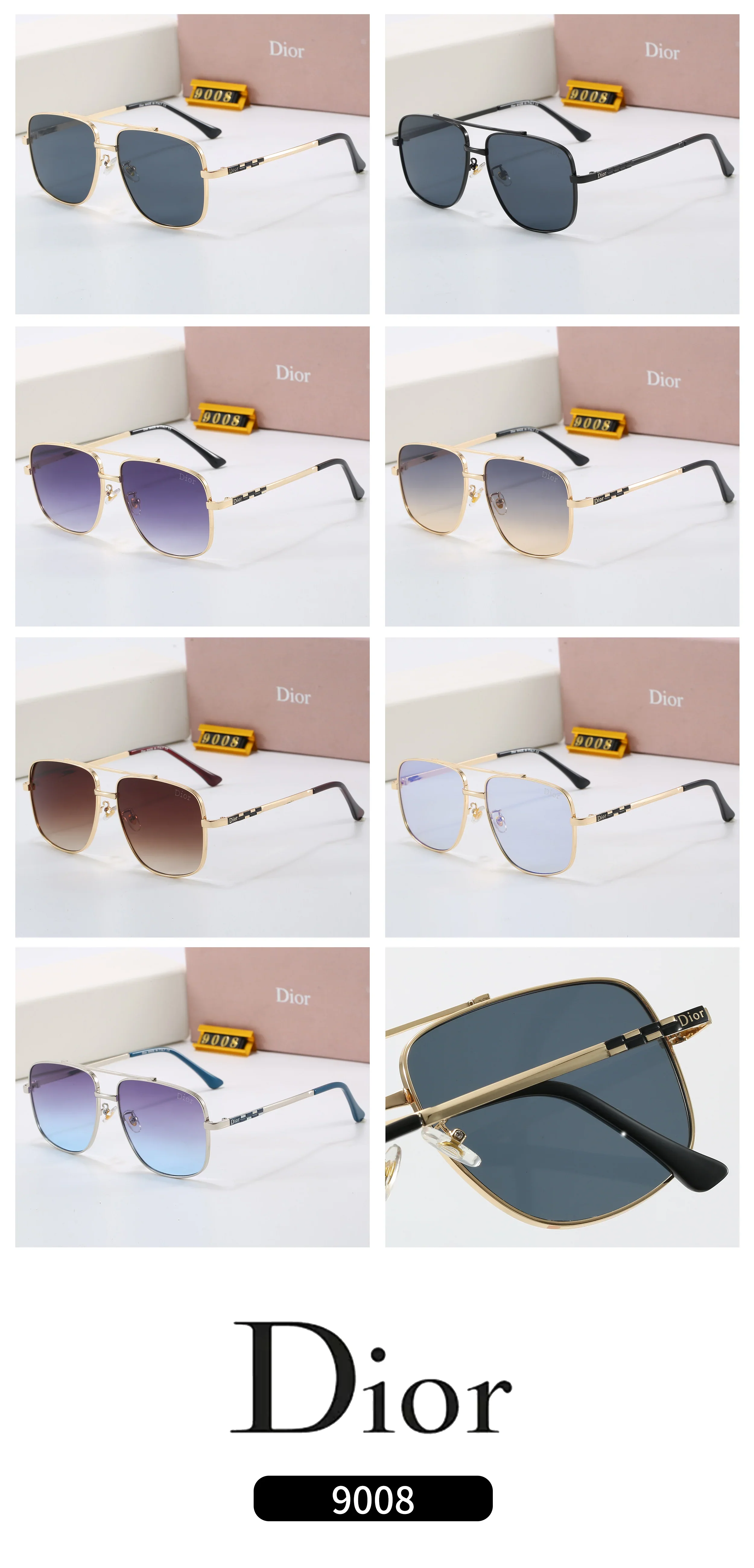 7 colors metal frame nylon lens sunglasses  9008