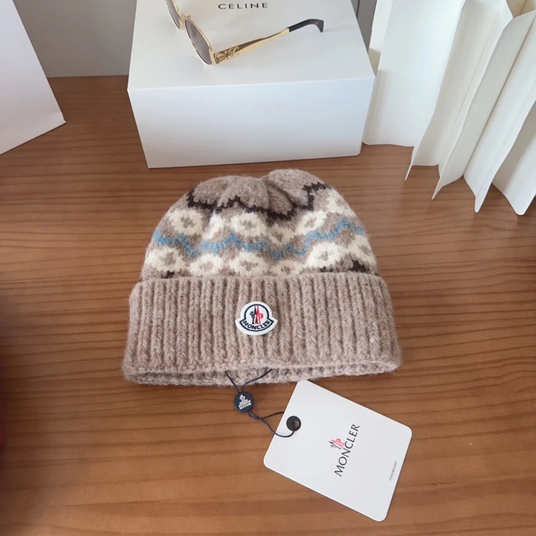 Patterned Wool Knit Beanie