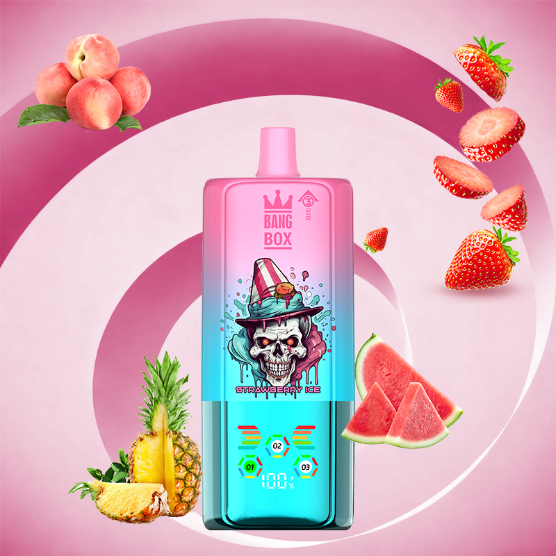 BANG BOX 80000 Puffs 3 in1 Flavor Disposable Vape - Strawberry Ice + Strawberry Watermelon + Pineapple Mango Peach