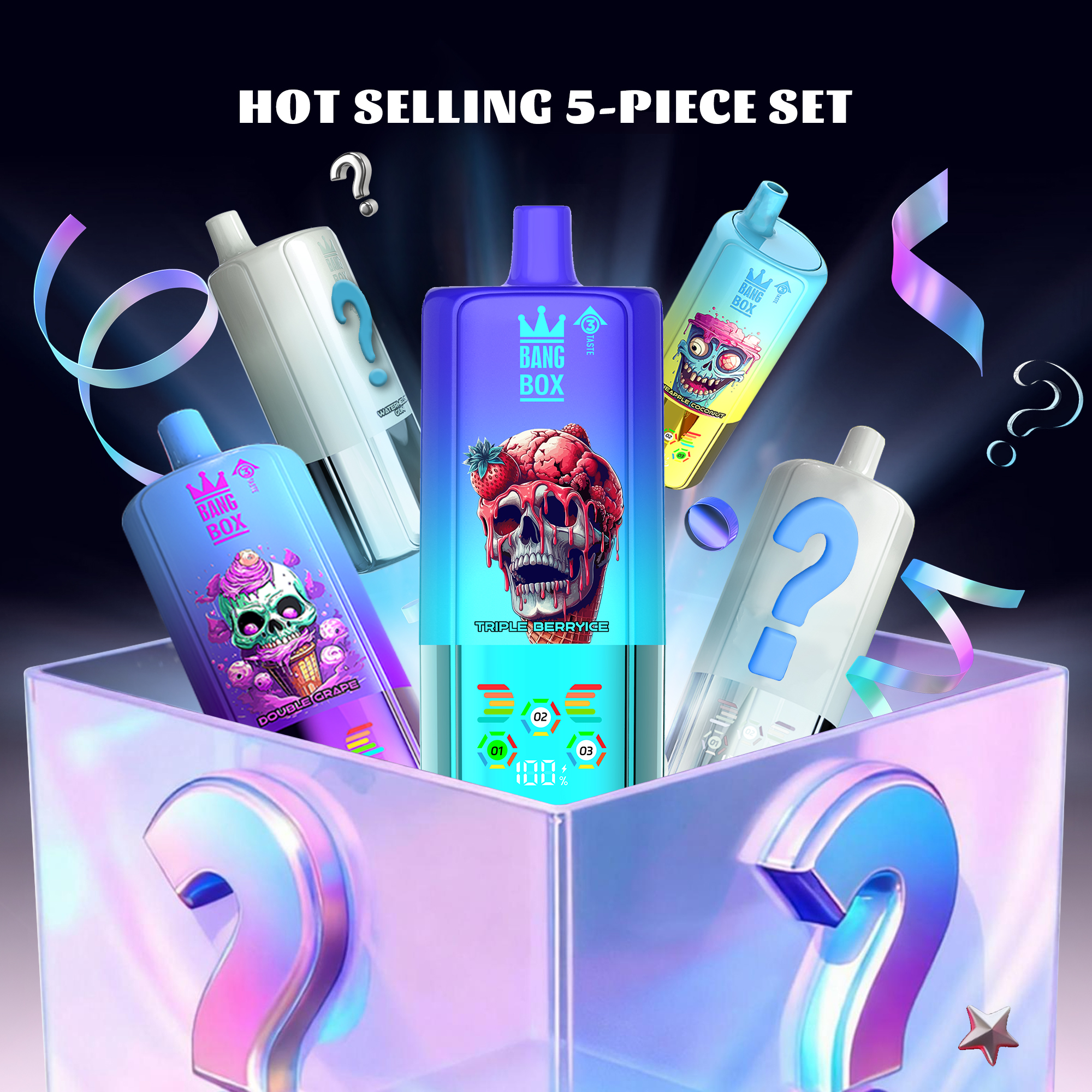 💎5 db-os BANG BOX 80000 Puffs 3 in1 Flavor Disposable Vape – Mystery Box Price Reduction!